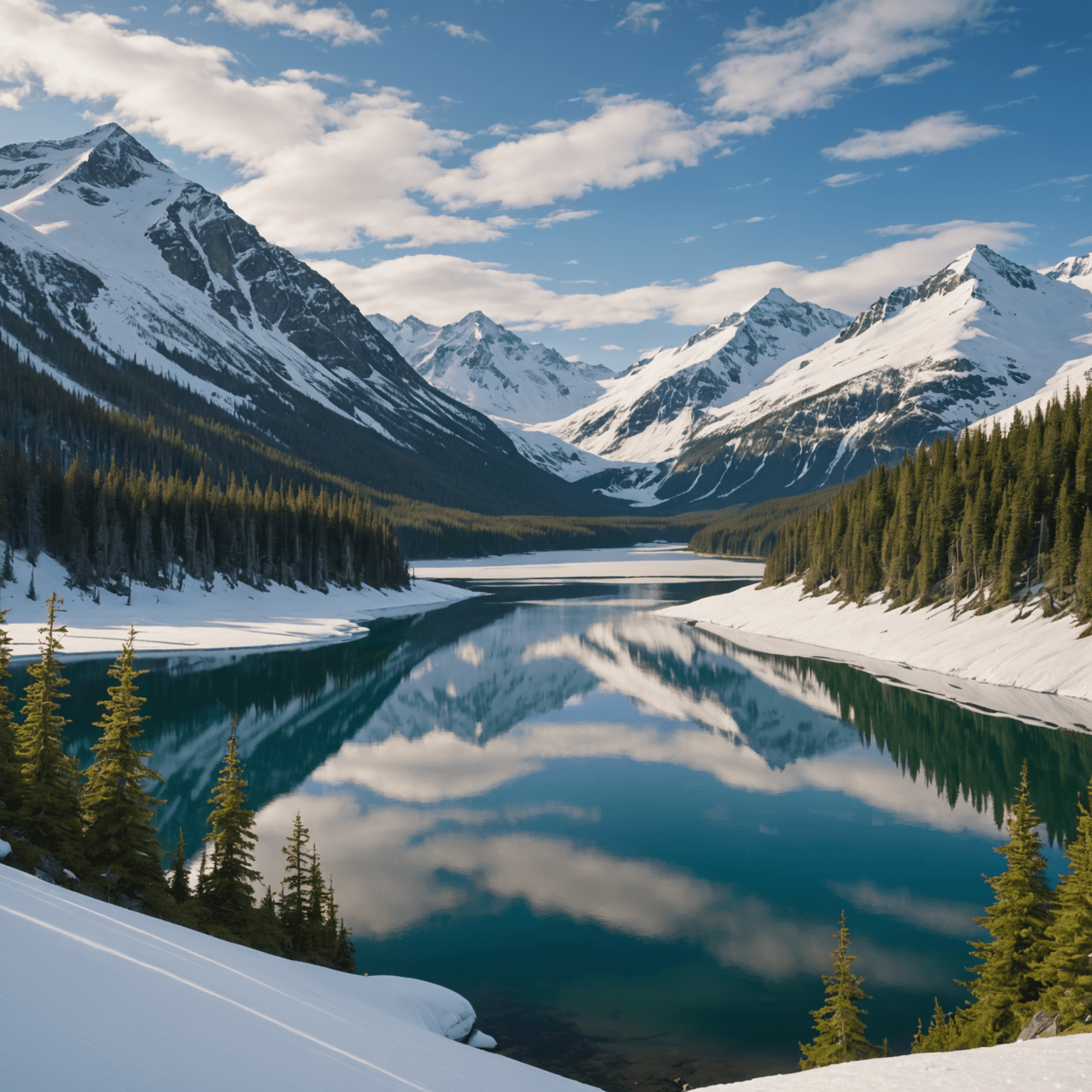 Skiers enjoying a sunny winter day in Chugach State Park