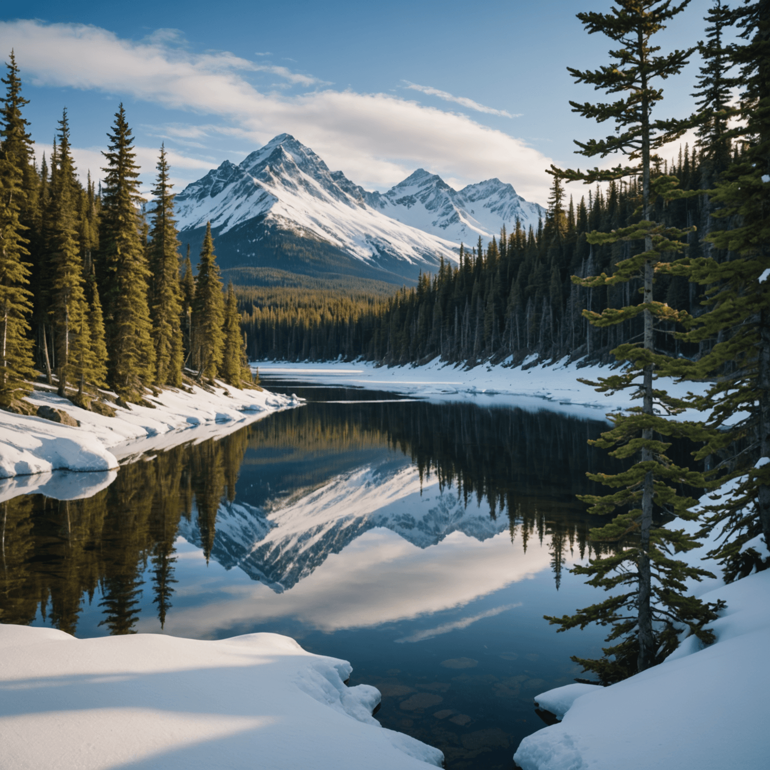 A group of snow jetski riders navigating a snowy trail with mountains in the background