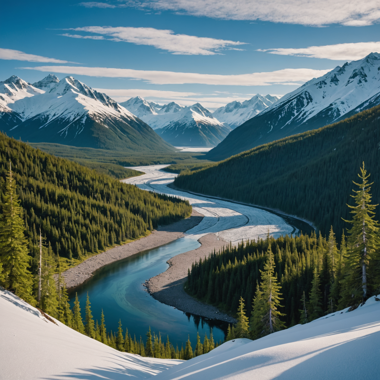 An aerial view of Talkeetna with the Alaska Range in the background.