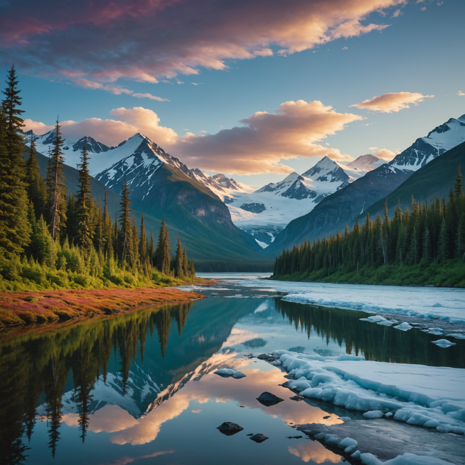 A group of tourists dressed in winter gear, smiling and taking photos on a glacier during a guided hike.