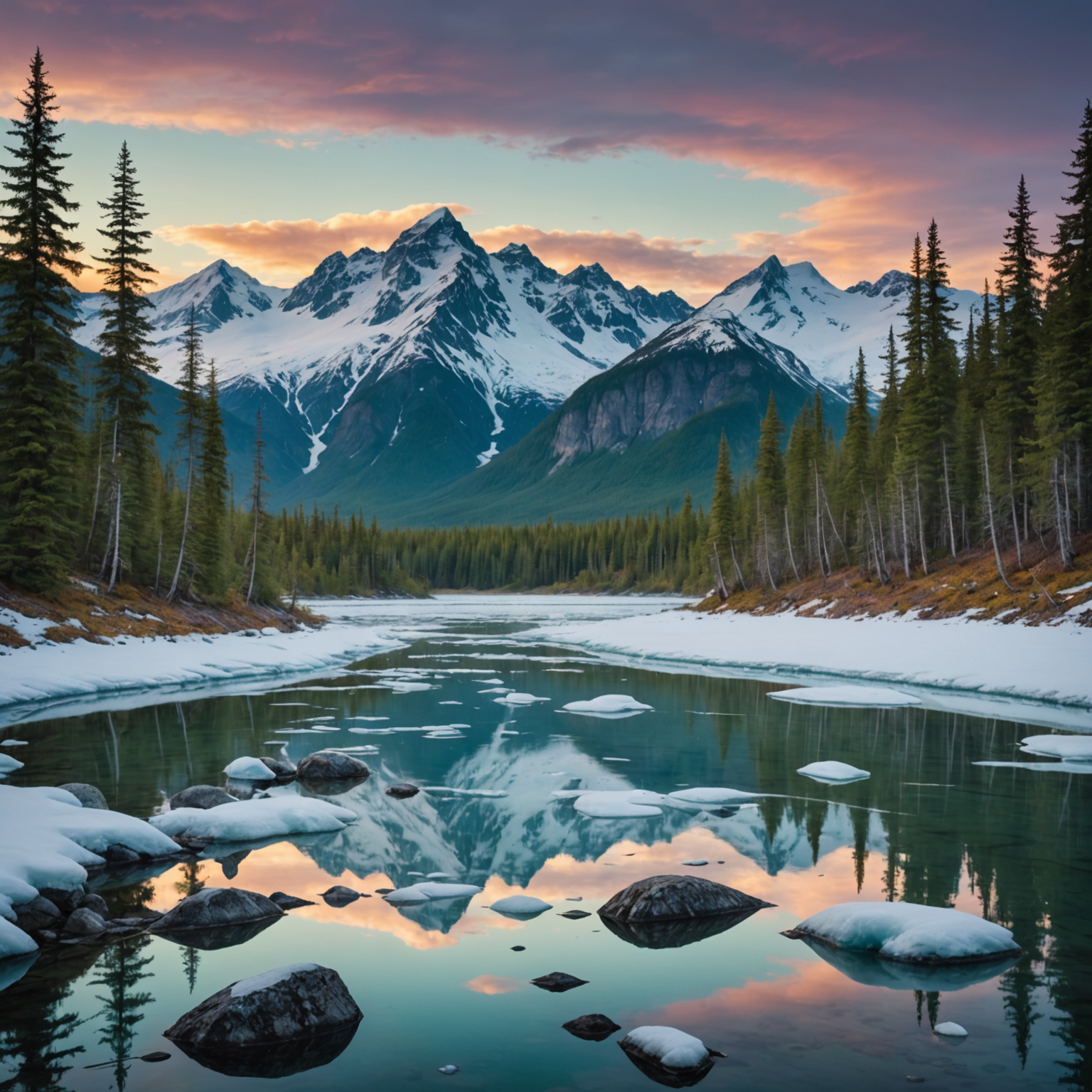 A serene scene of river rafting in Talkeetna's beautiful waterways.
