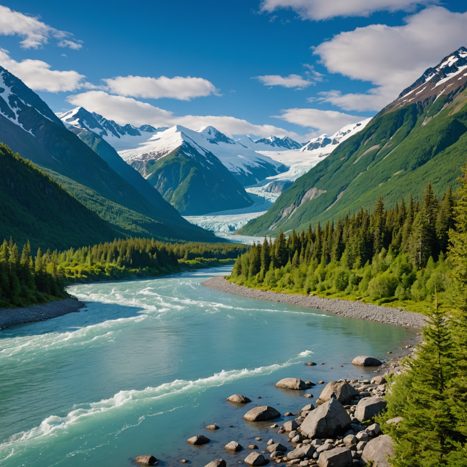 A panoramic view of Portage Glacier from the Trail of Blue Ice.