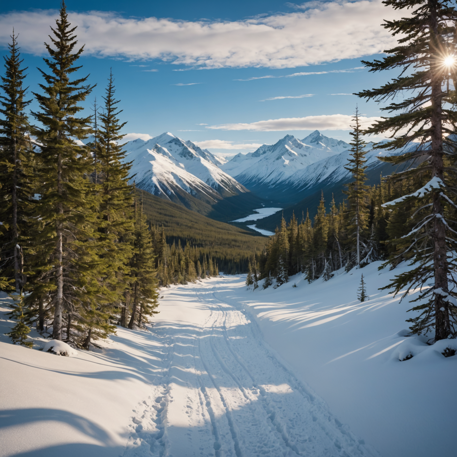 Snow-covered Hatcher Pass Road with skiers and snowboarders