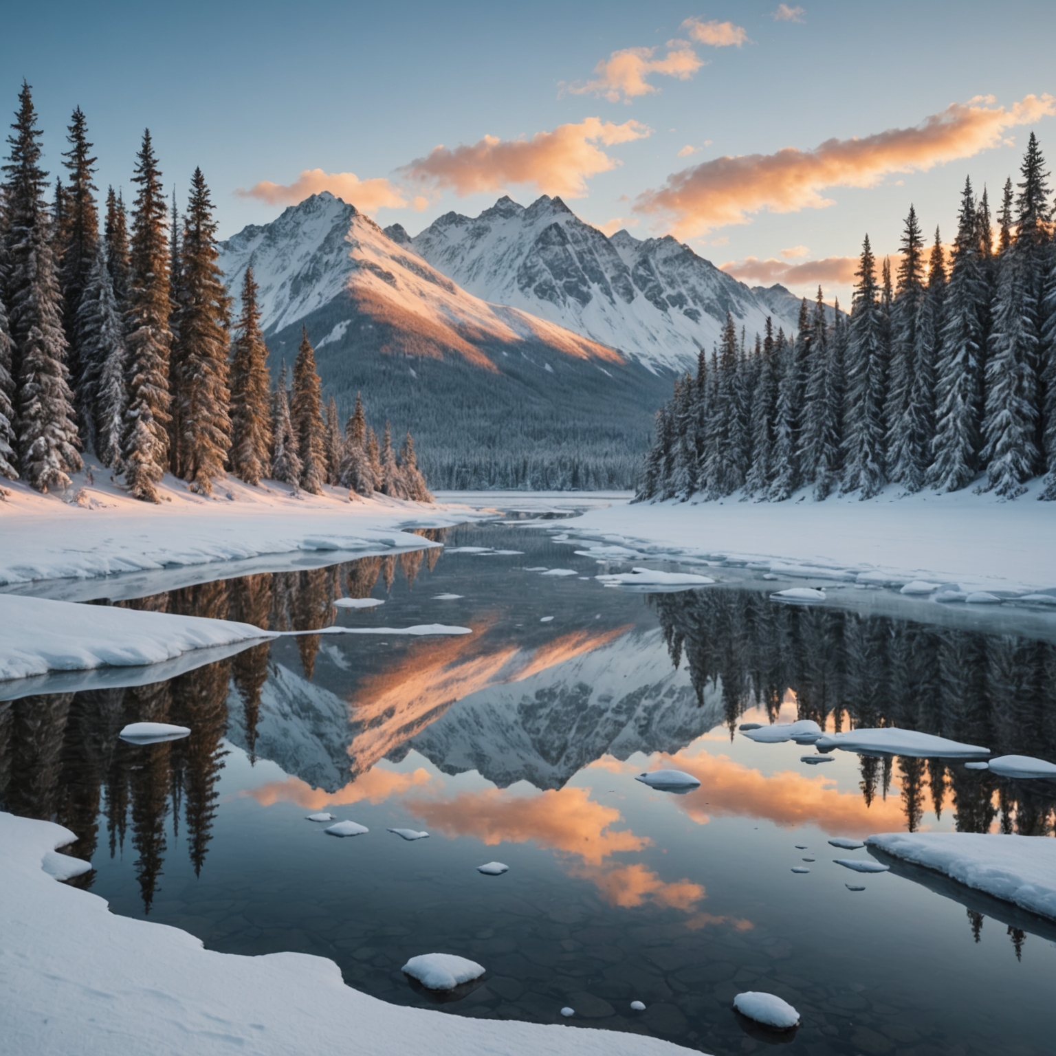 A group of people enjoying a snowmobile ride through the snowy Alaskan landscape.
