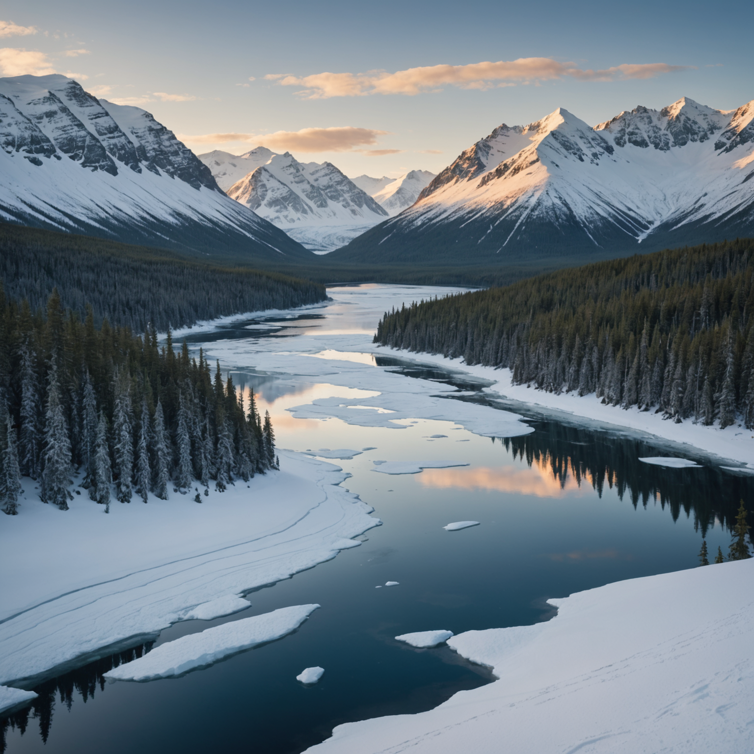A photographer capturing the Aurora Borealis with a tripod and camera setup in a snowy landscape.