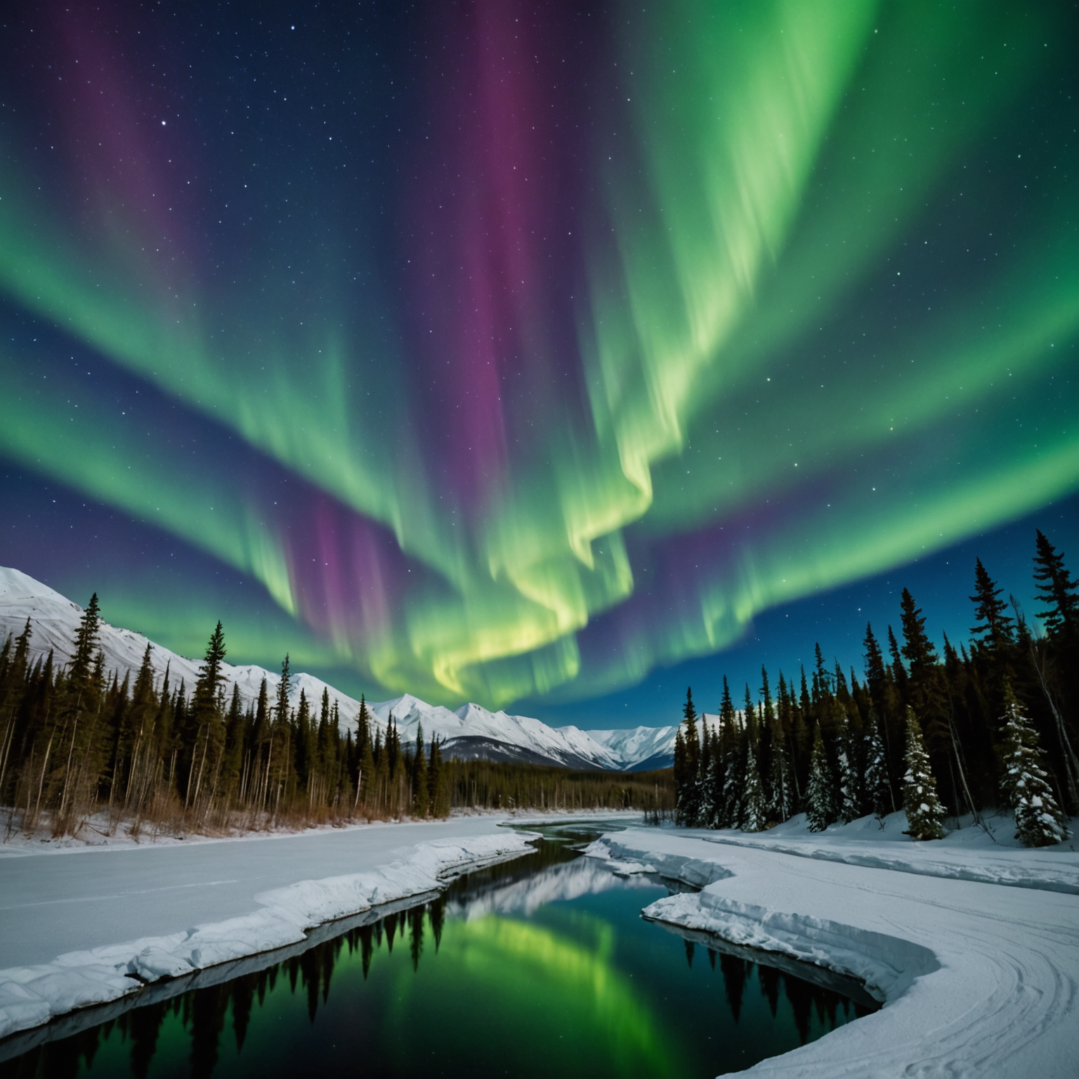 A stunning view of the northern lights over Fairbanks, Alaska