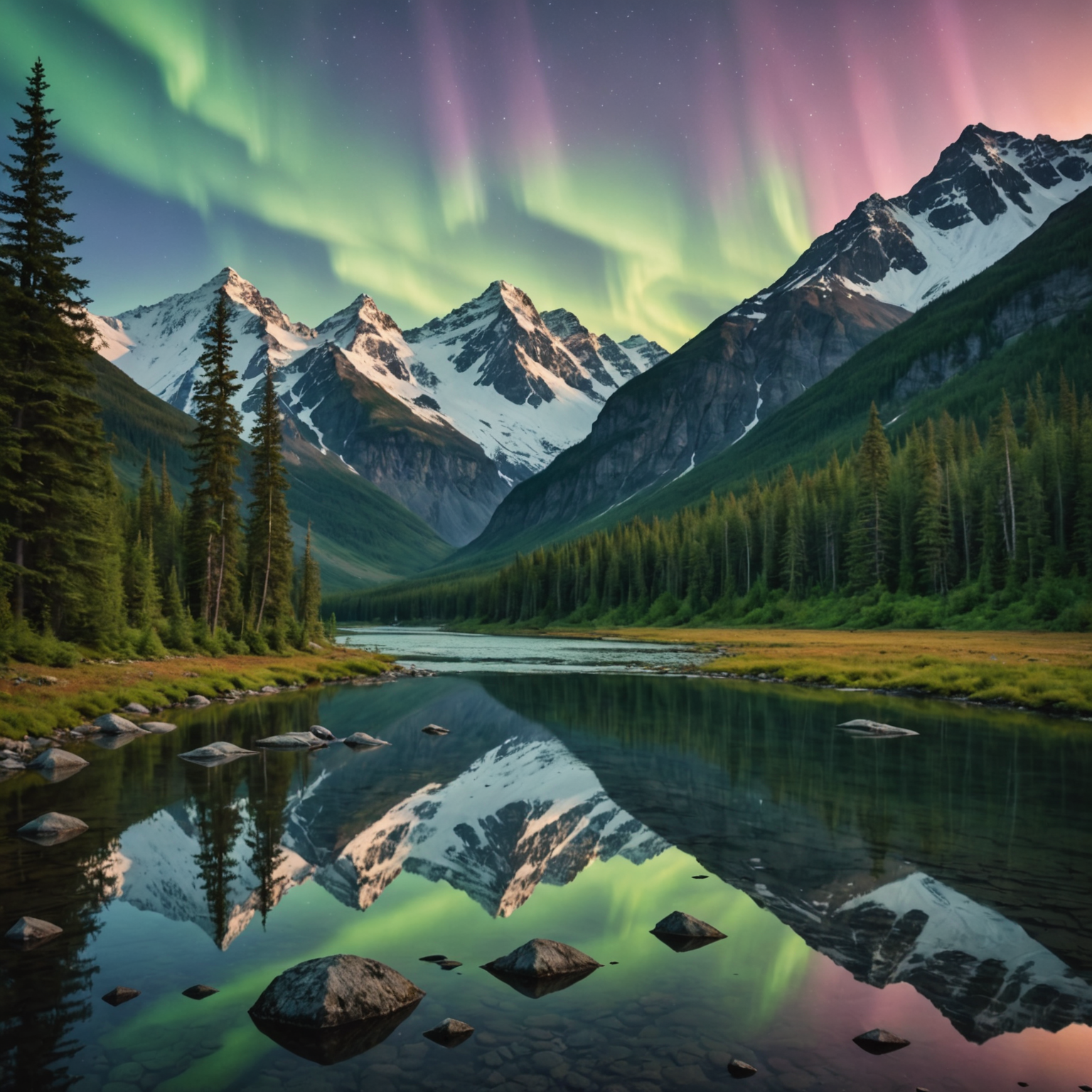 A snow machine tour group with safety gear in the Alaskan wilderness