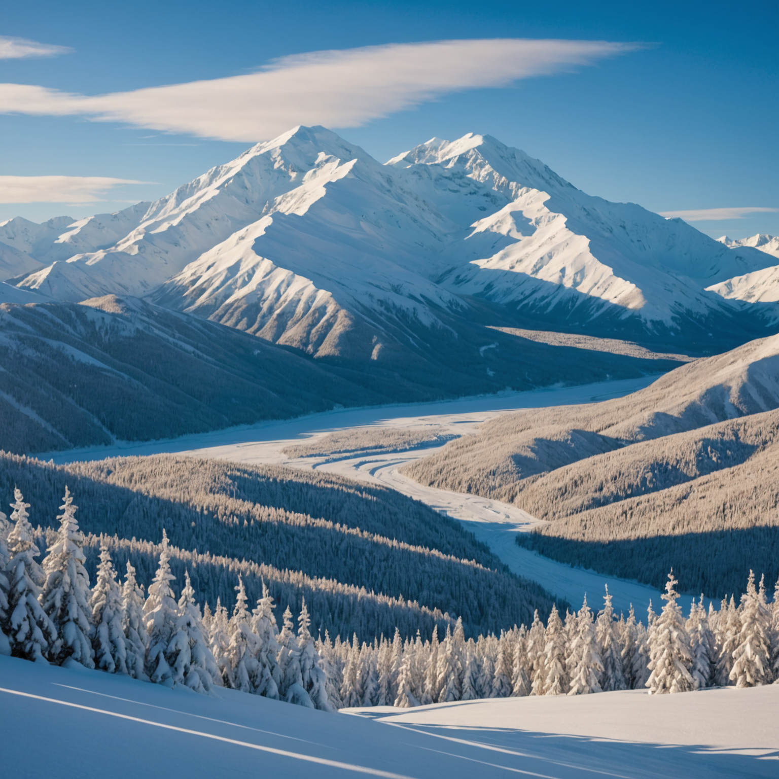 Scenic view of Denali National Park during winter