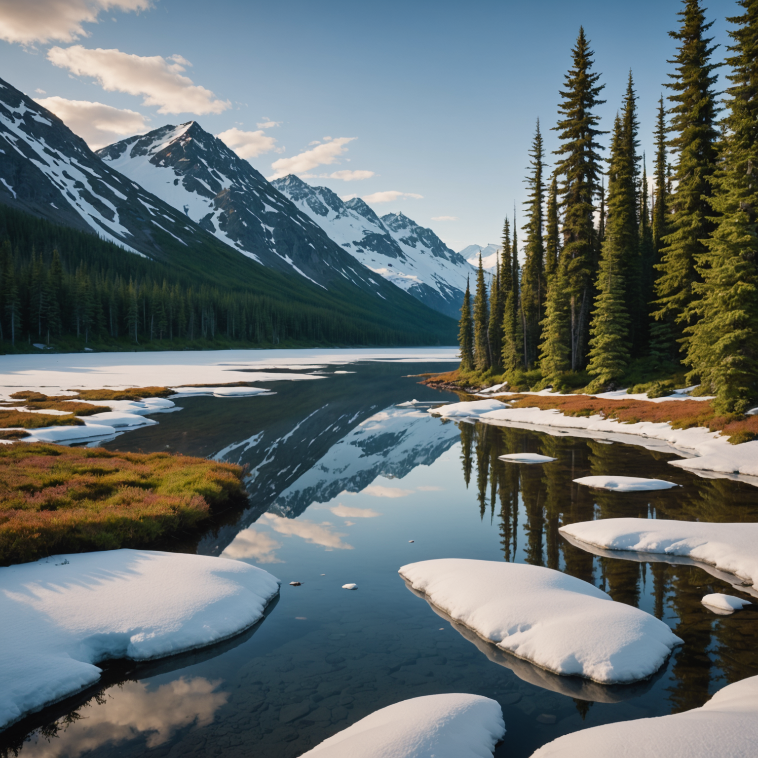 A De Havilland Beaver on floats, gliding over an Alaskan lake