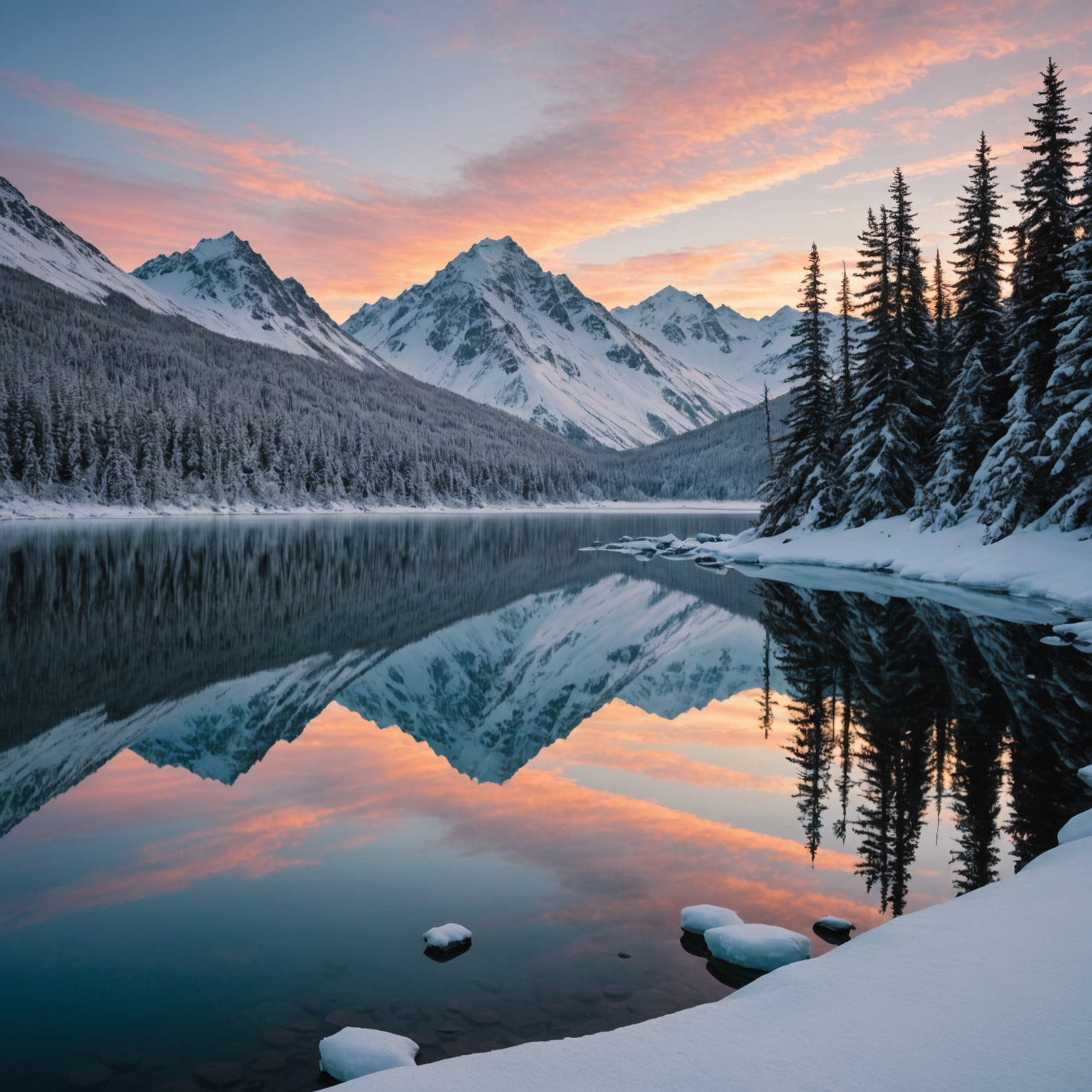 A skier descending a snowy peak in the Chugach Mountains