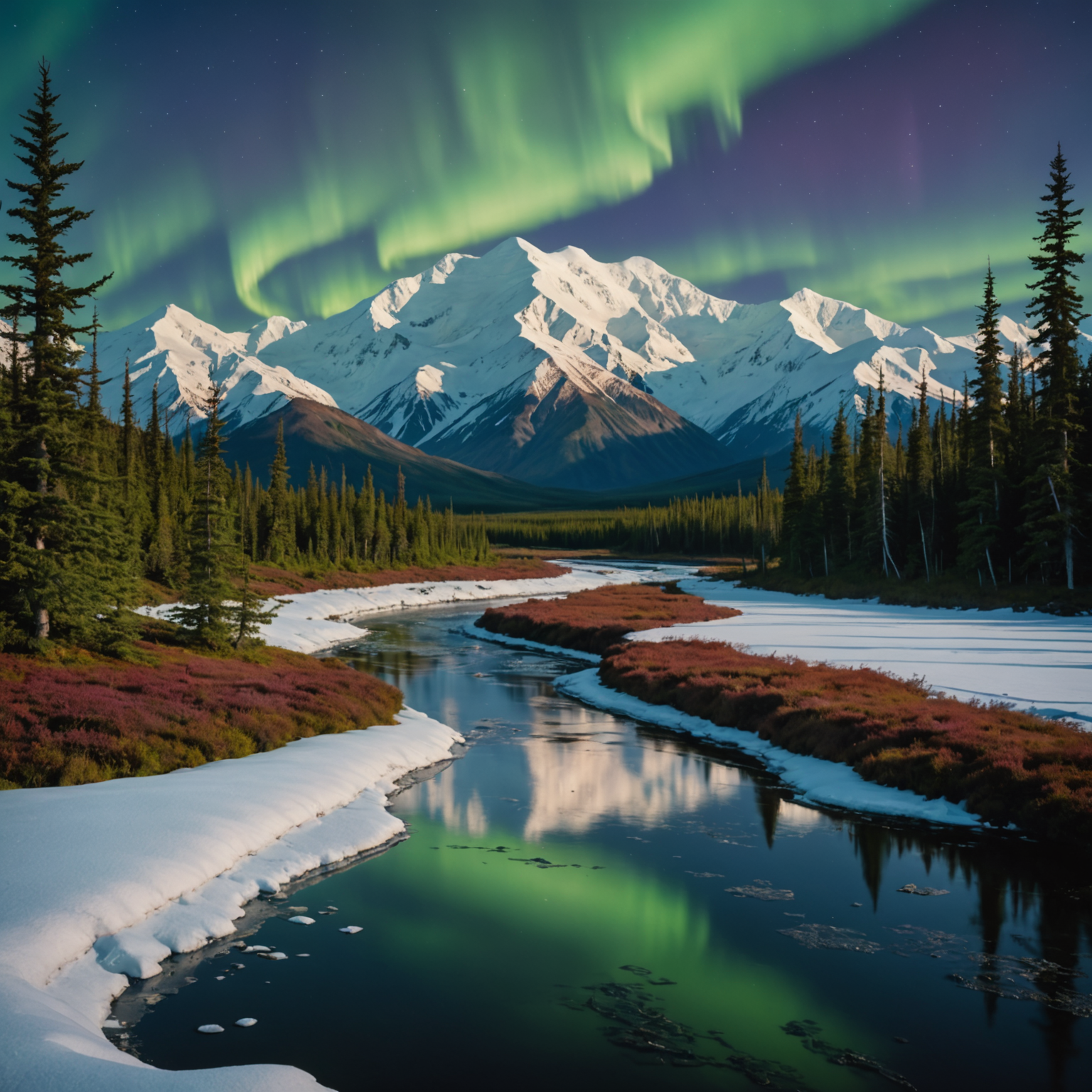 A breathtaking panorama of the Alaska Range with Denali in the background.