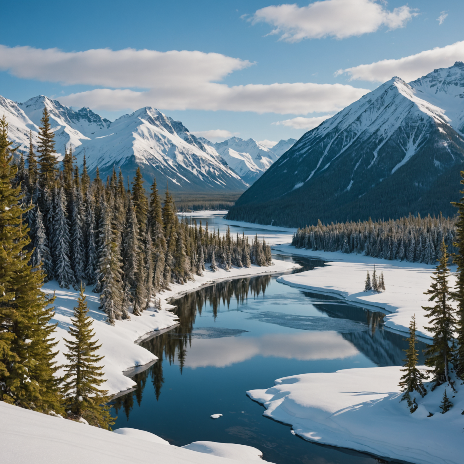 Snow machines traversing the open landscape of Petersville Road