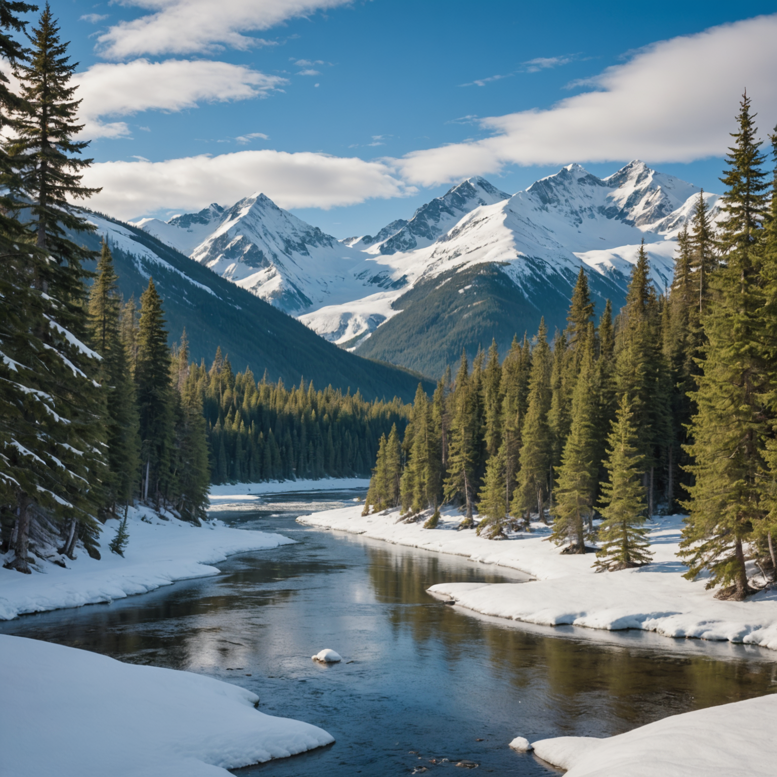A snowmobile traversing a snowy trail with a backdrop of Alaskan mountains.