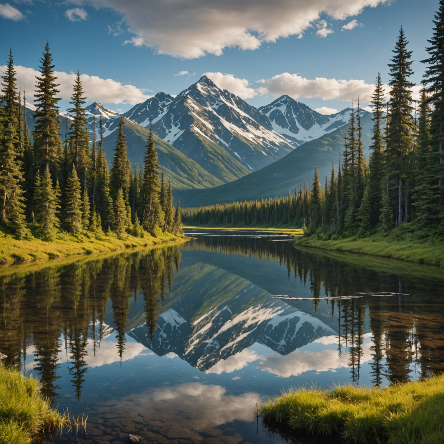 wide view of Alaskan mountains and valley