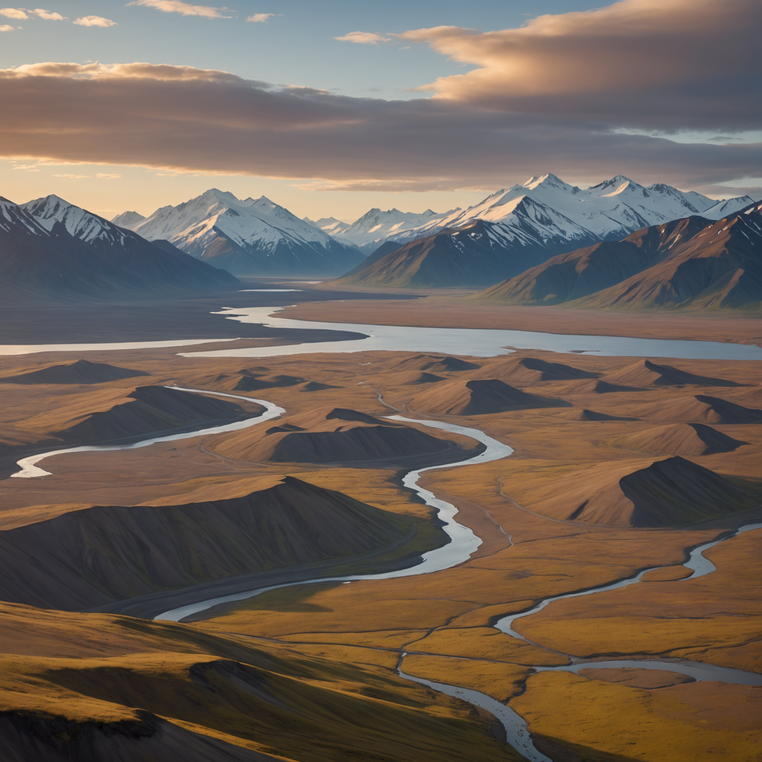 A panoramic view of the Valley of Ten Thousand Smokes with ash mounds and distant mountains