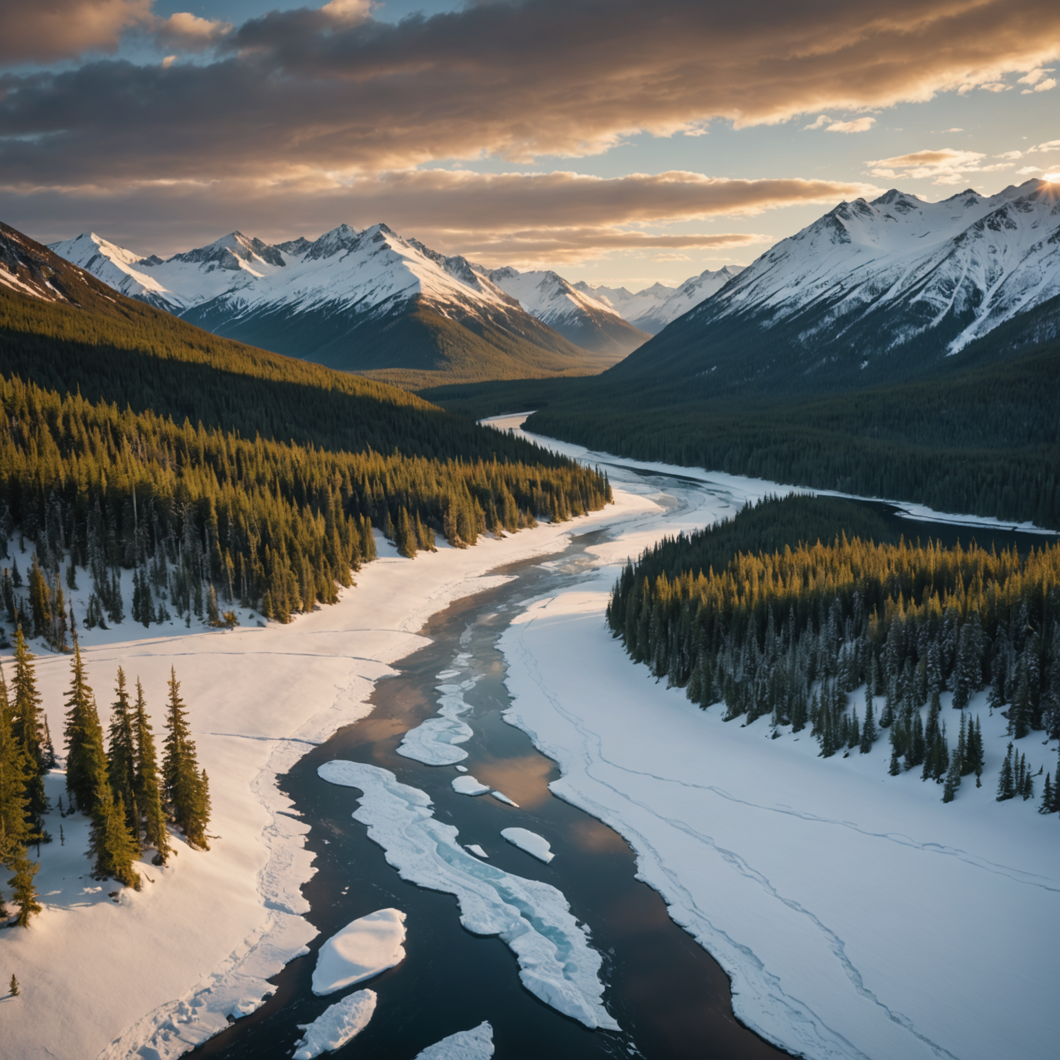 A panoramic view of Mount Shasta at sunset