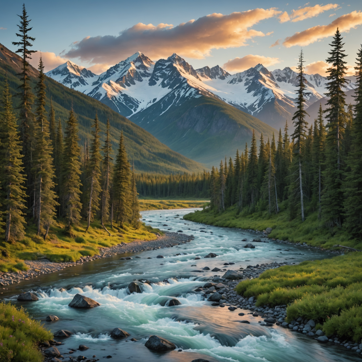 wide view of Alaskan mountains and valley
