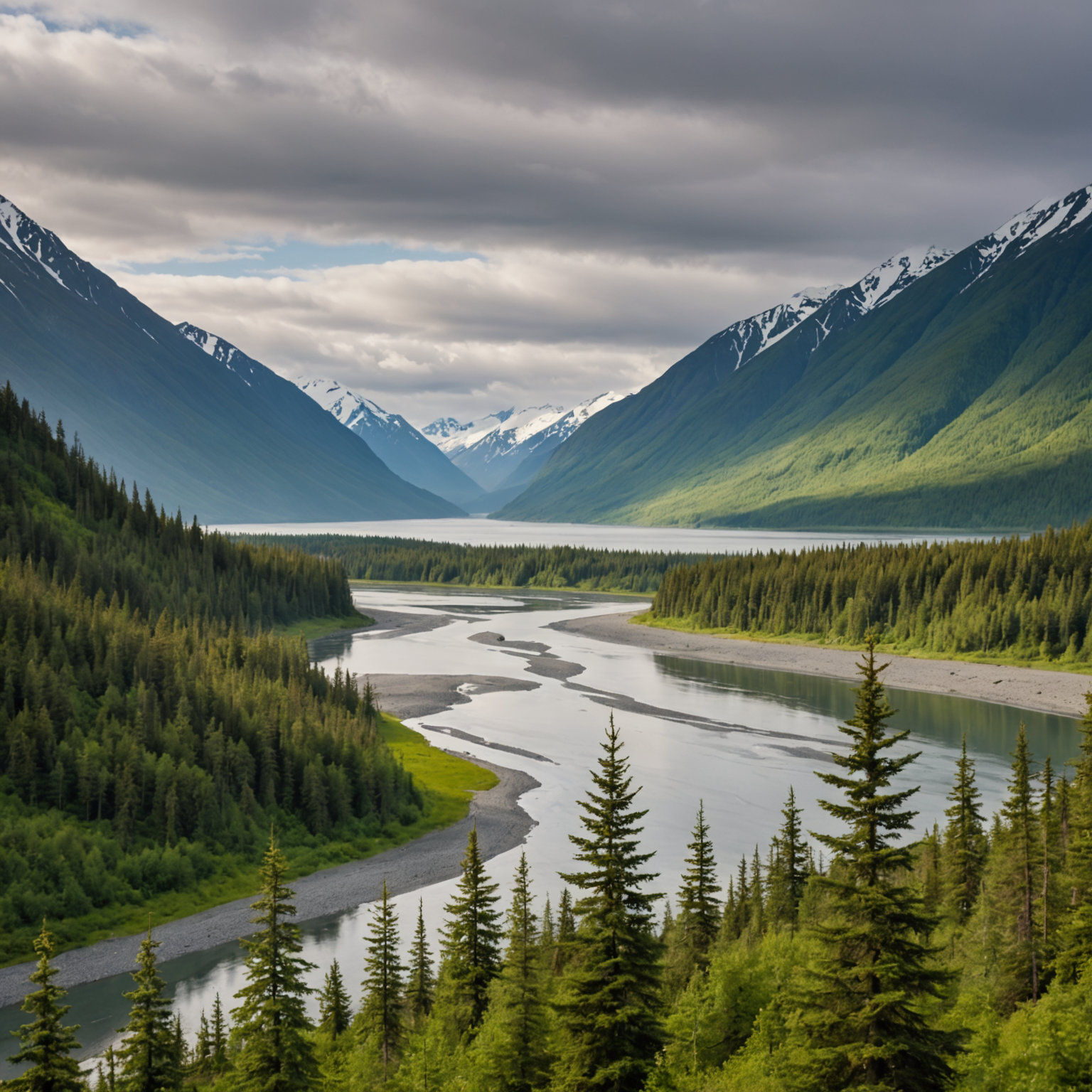 Scenic view of Turnagain Arm with mountains in the background