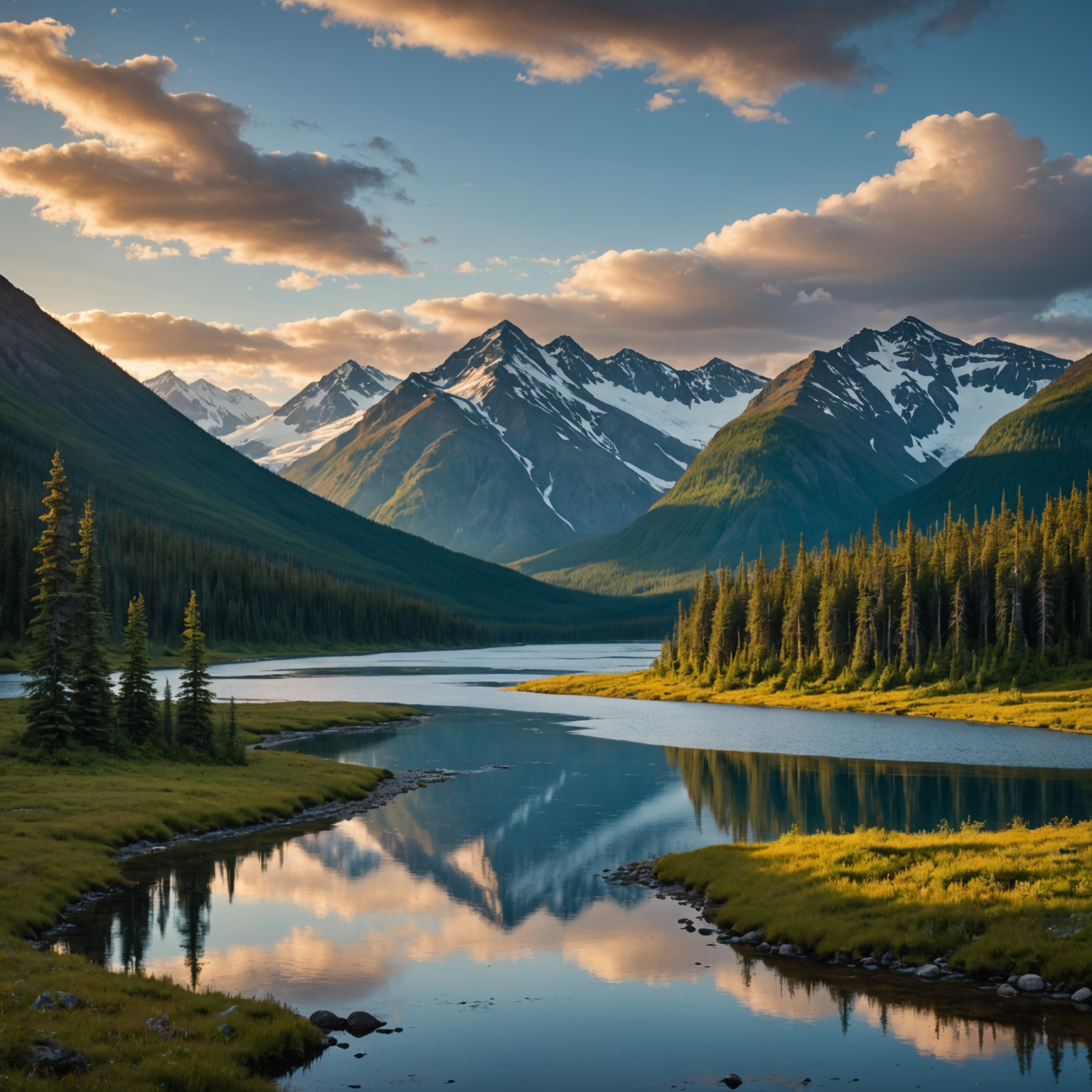 wide view of Alaskan mountains and valley