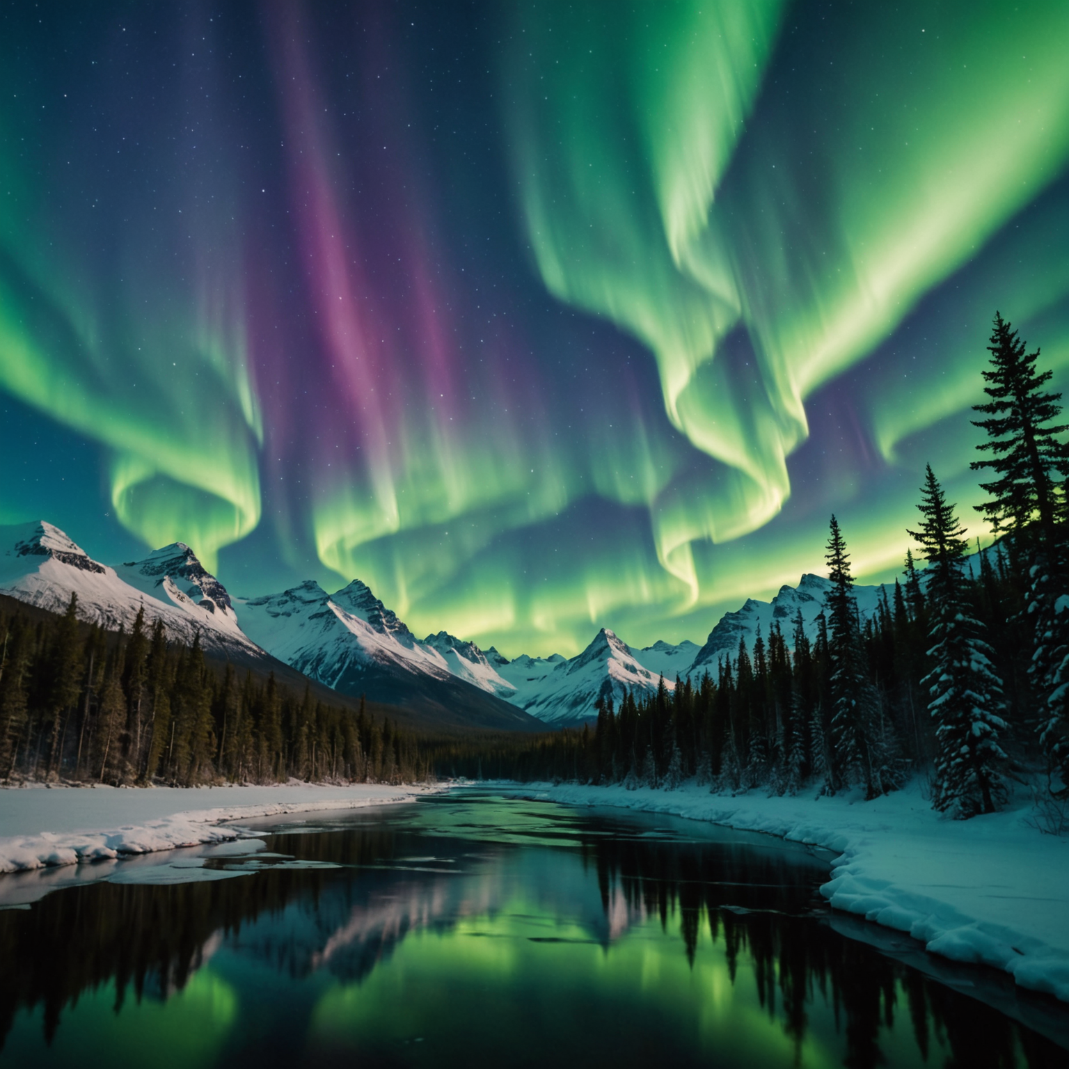A photographer capturing the Northern Lights over a serene Alaskan landscape.