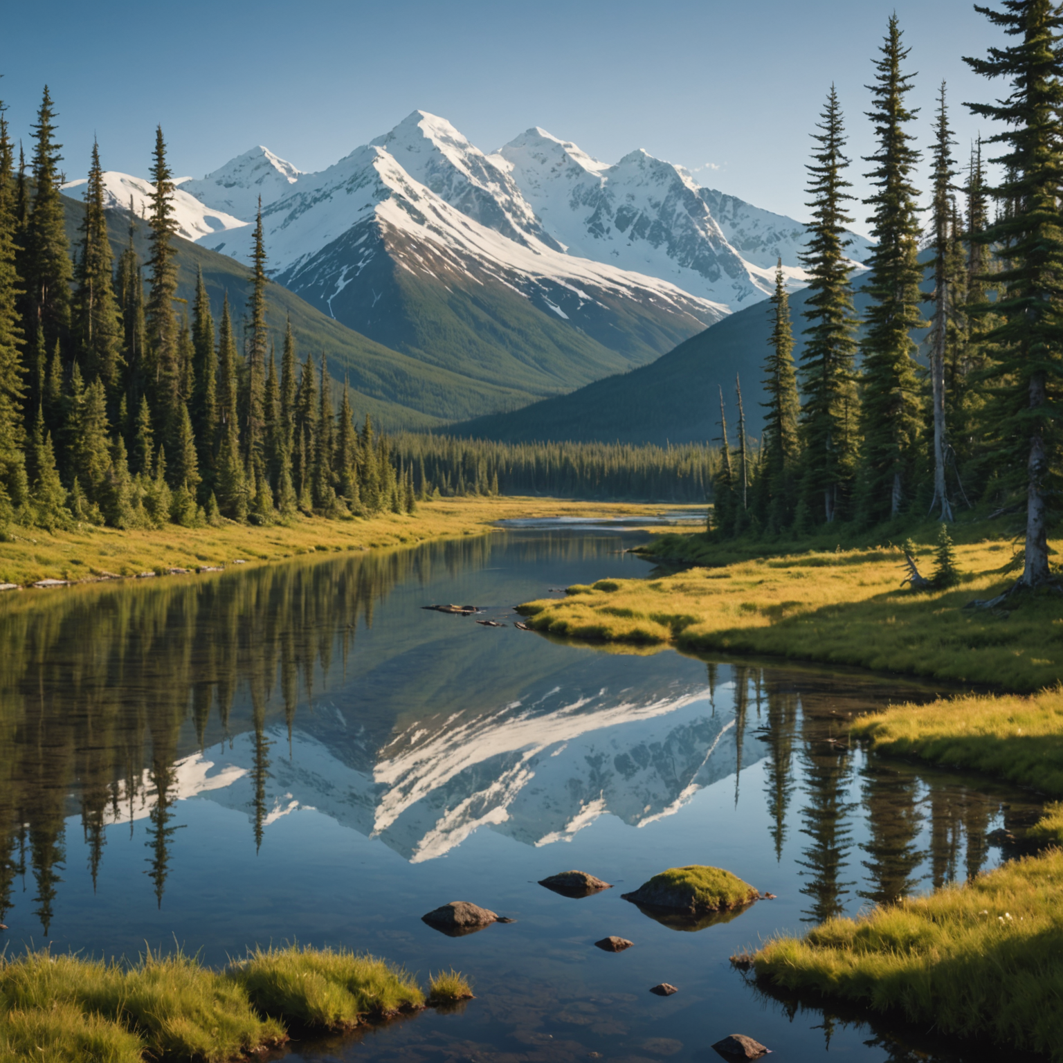 A bear guard demonstrating the use of bear spray in an Alaskan forest setting.