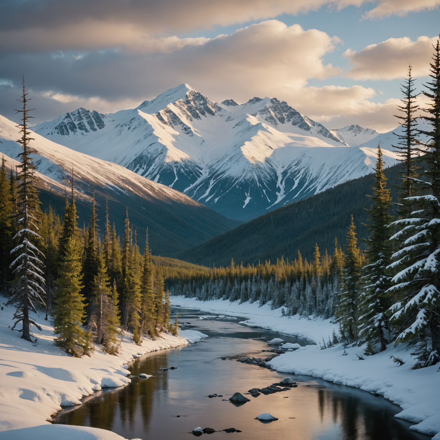 An ATV rider equipped with full protective gear, riding through an Alaskan forest