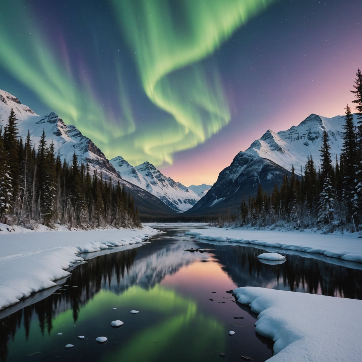 A cozy cabin in the woods of Girdwood, surrounded by snow-covered trees.