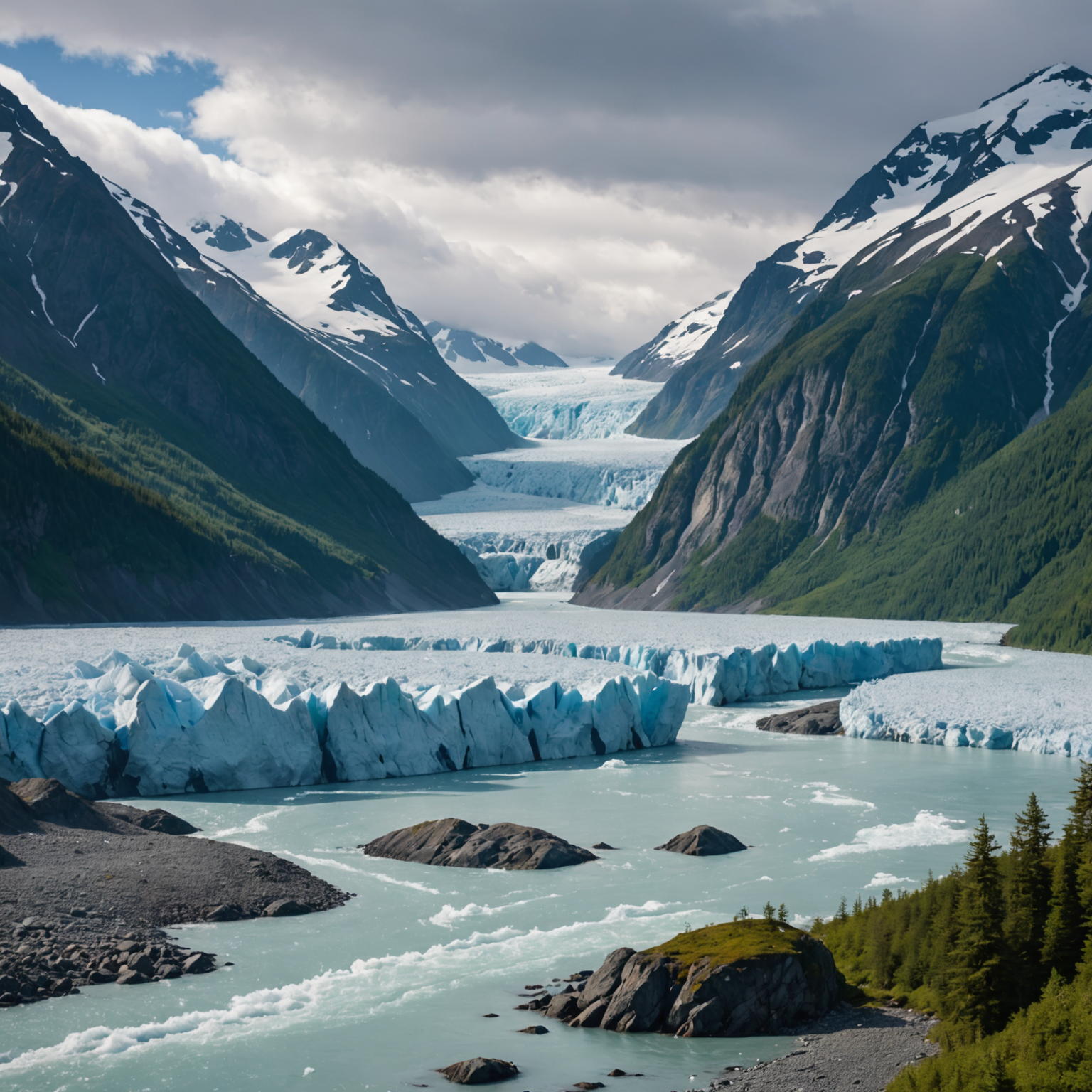 A view of the Kenai Fjords National Park with its majestic glaciers