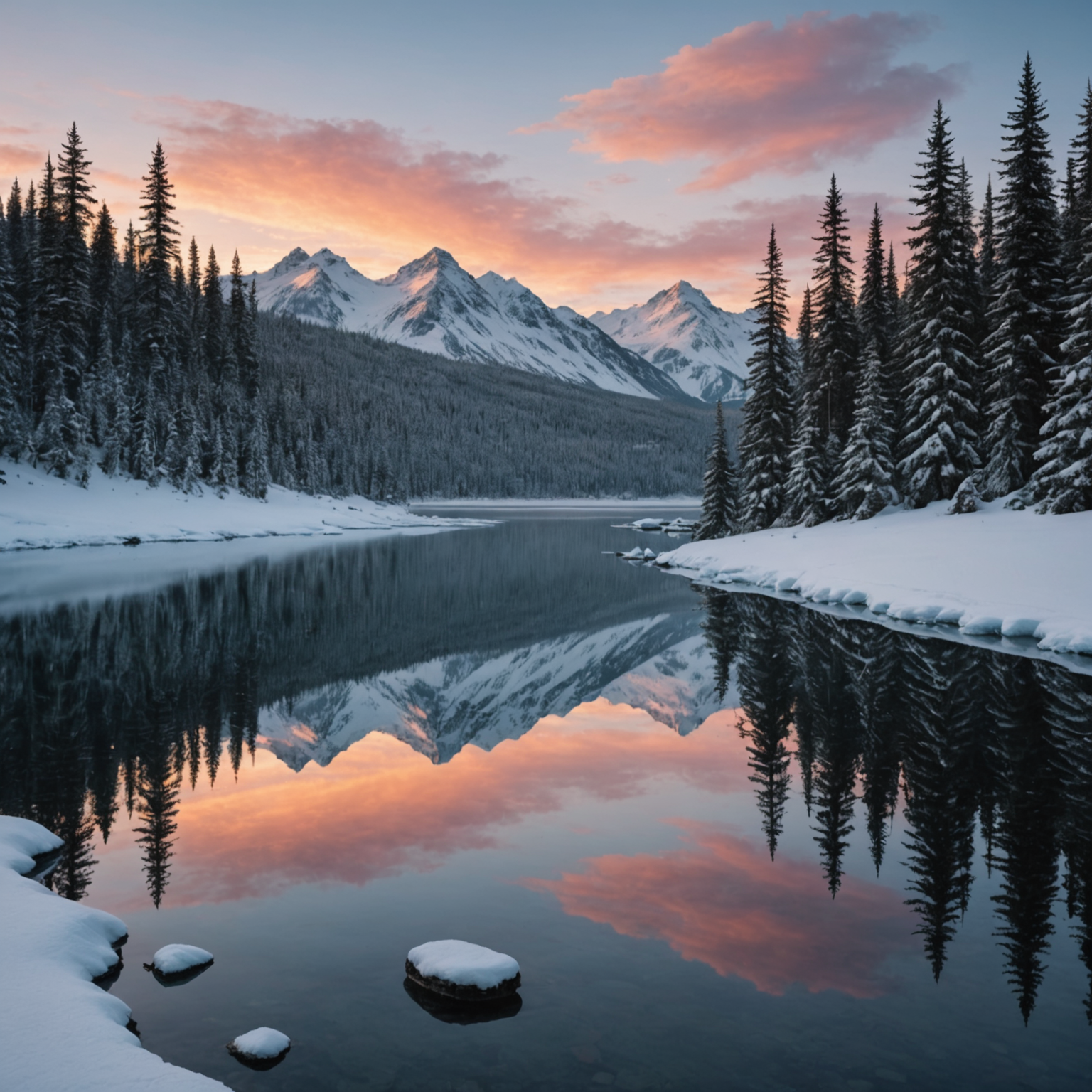 A serene lake at sunrise with fishing boats ready to launch.