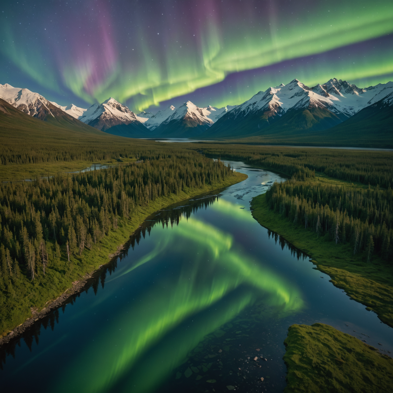 wide view of Alaskan mountains and valley