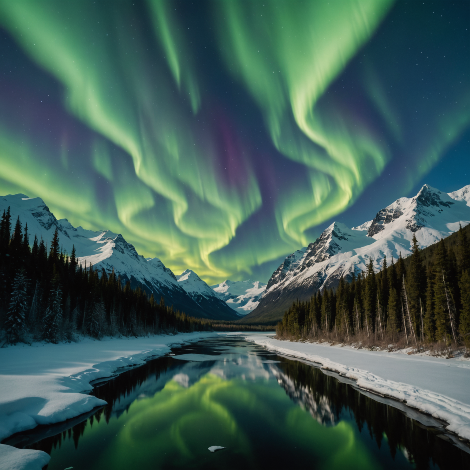 A panoramic view of the Alagnak River with anglers fishing.