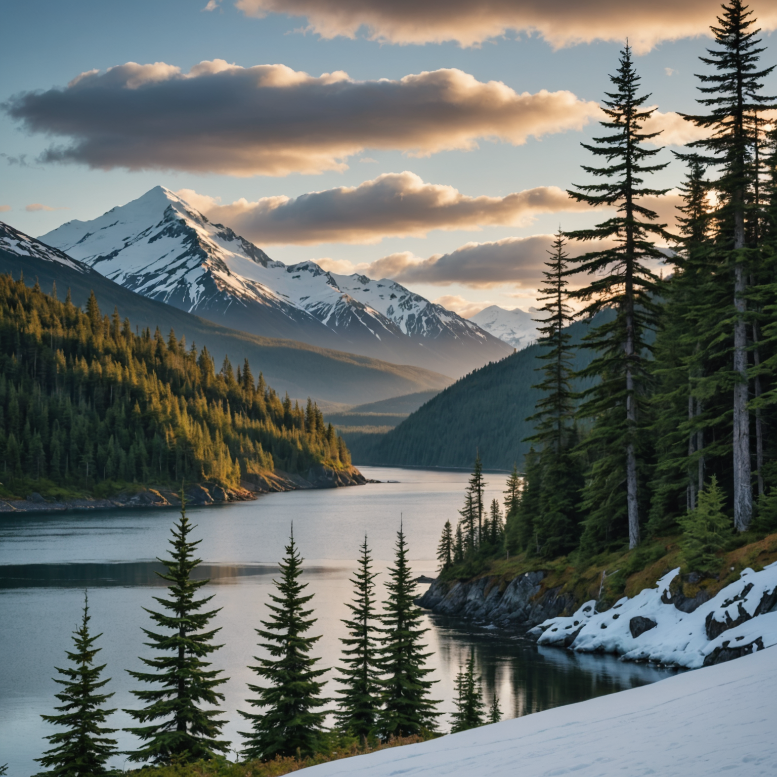 A panoramic view of Caines Head Trail with the ocean on one side and dense forest on the other.