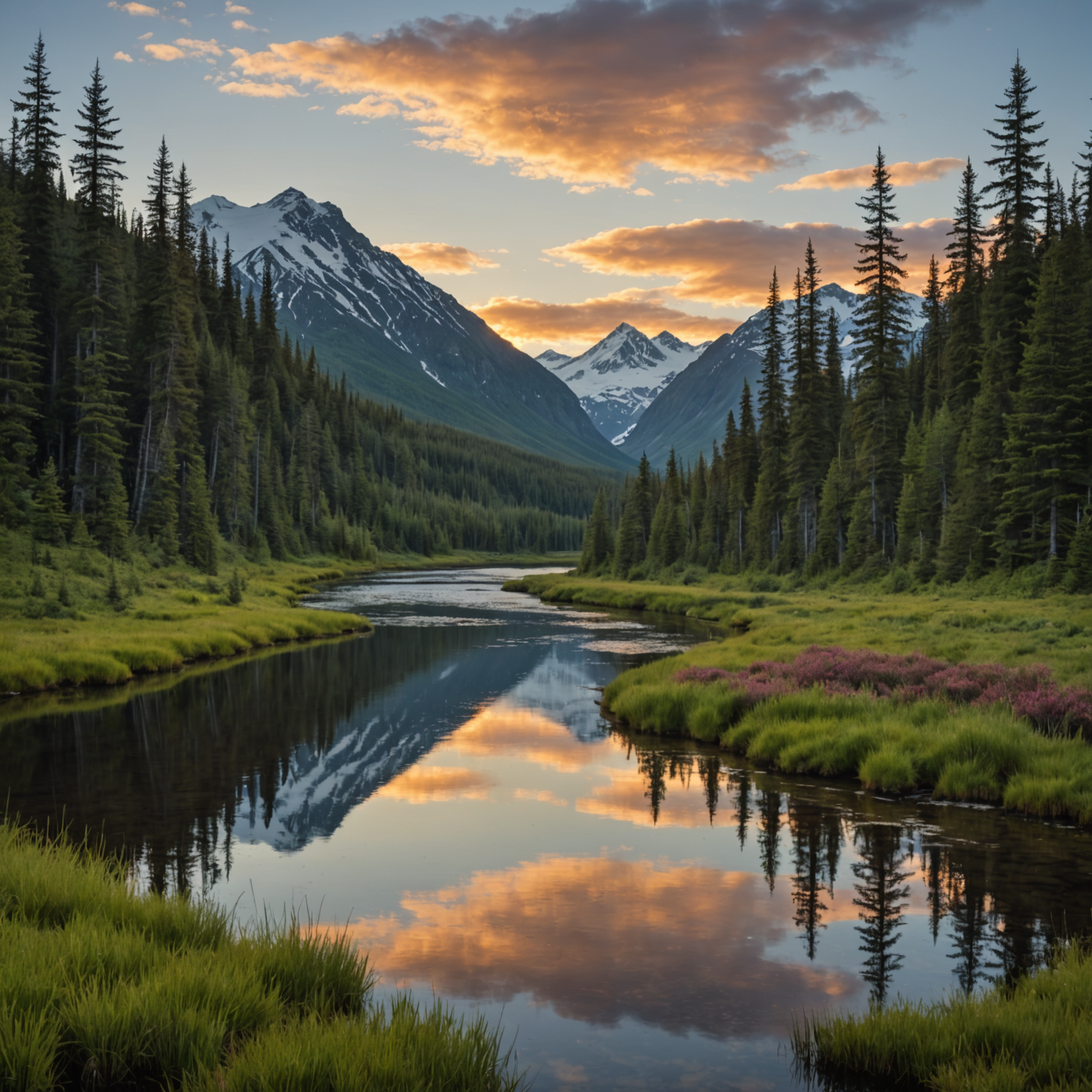 wide view of Alaskan mountains and valley