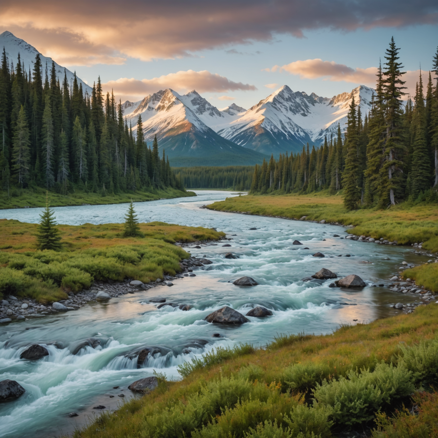 A scenic view of Alaska's rugged mountains during an ATV expedition