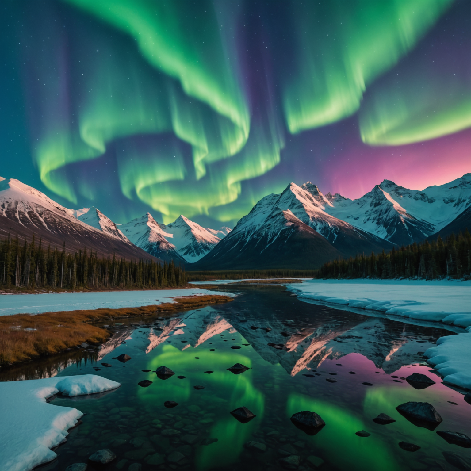 A rider wearing a helmet and goggles on an ATV amidst an Alaskan landscape.