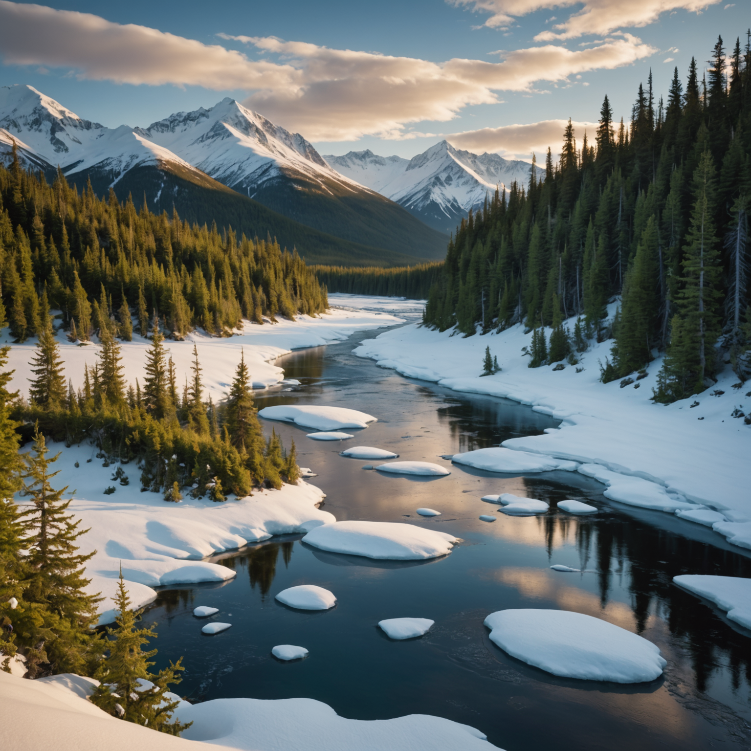 A DHC-2 Beaver on skis landing on a snowy Alaskan landscape.