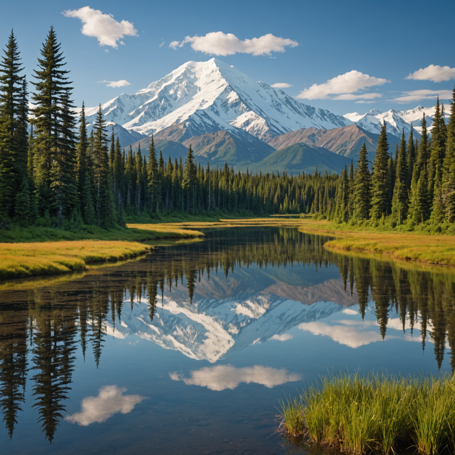 Denali National Park landscape with Denali peak