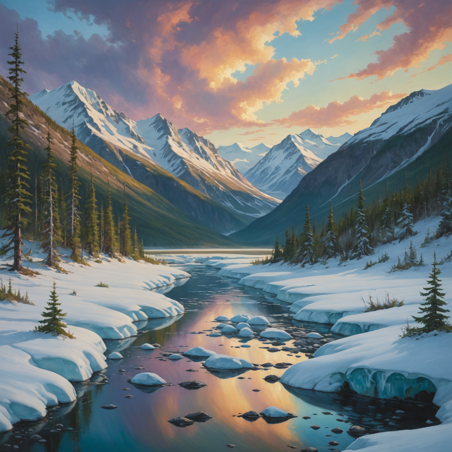 wide view of Alaskan mountains and valley