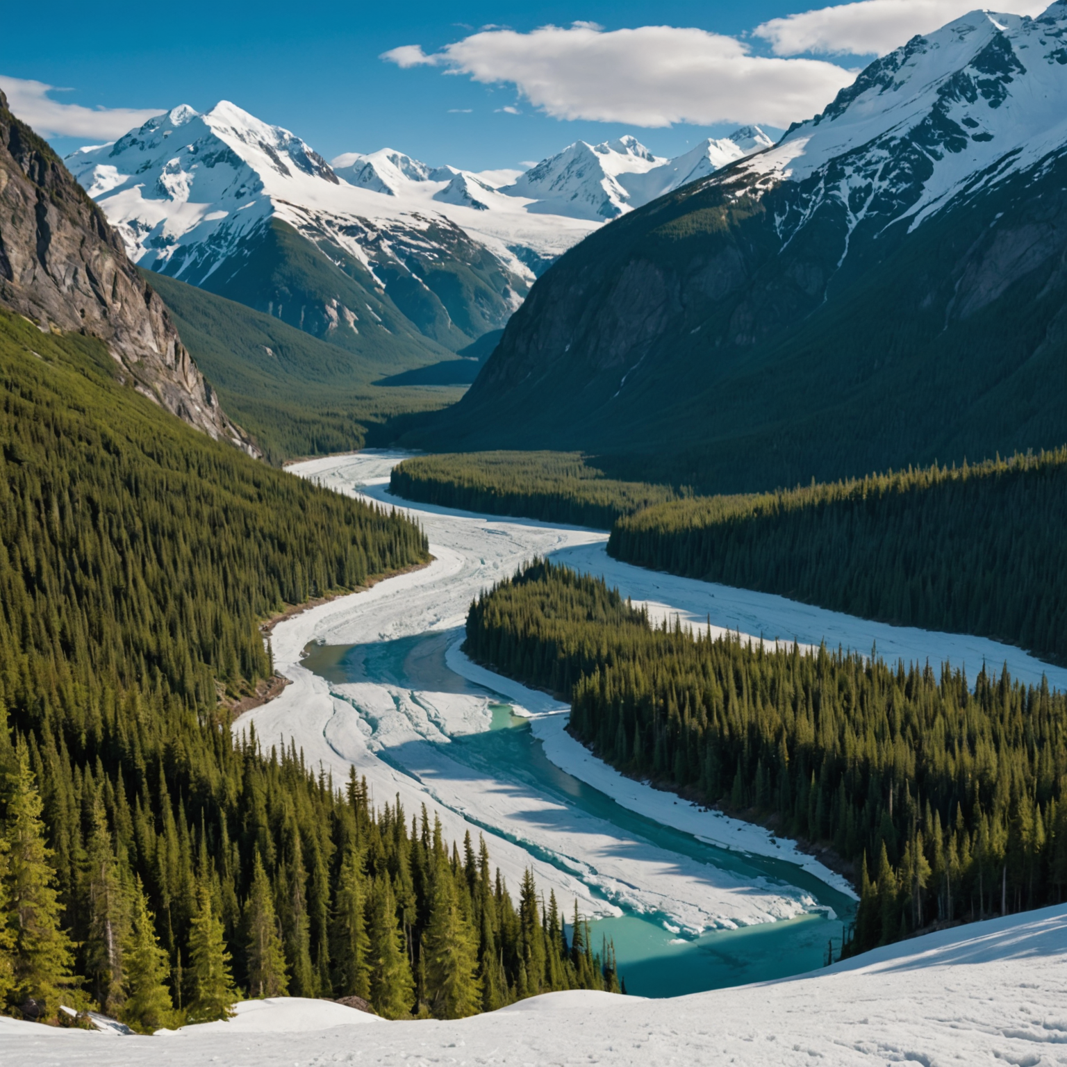 A serene view of Eklutna Lake with kayakers enjoying the tranquil waters