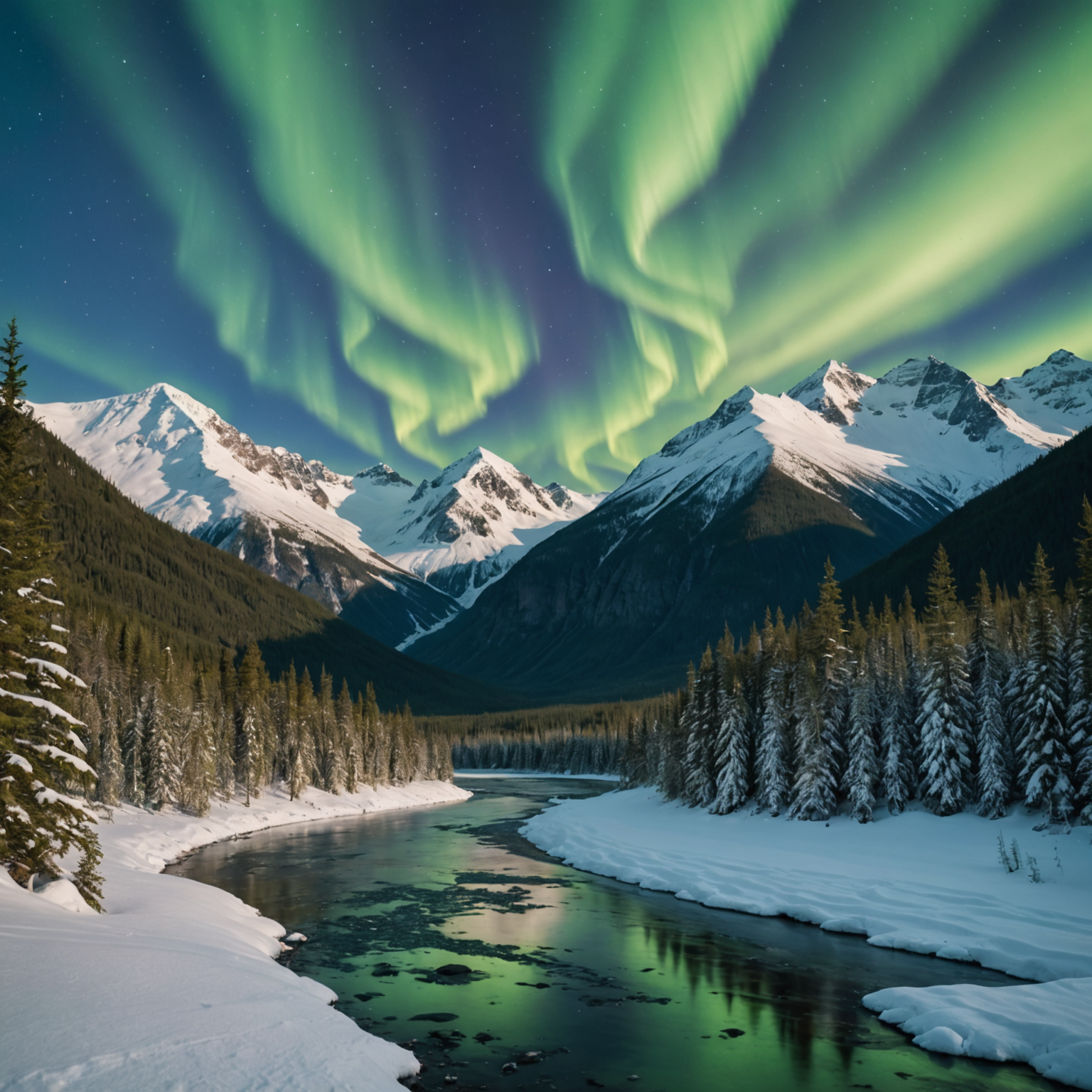A cozy cabin surrounded by snow-covered trees in Girdwood, Alaska