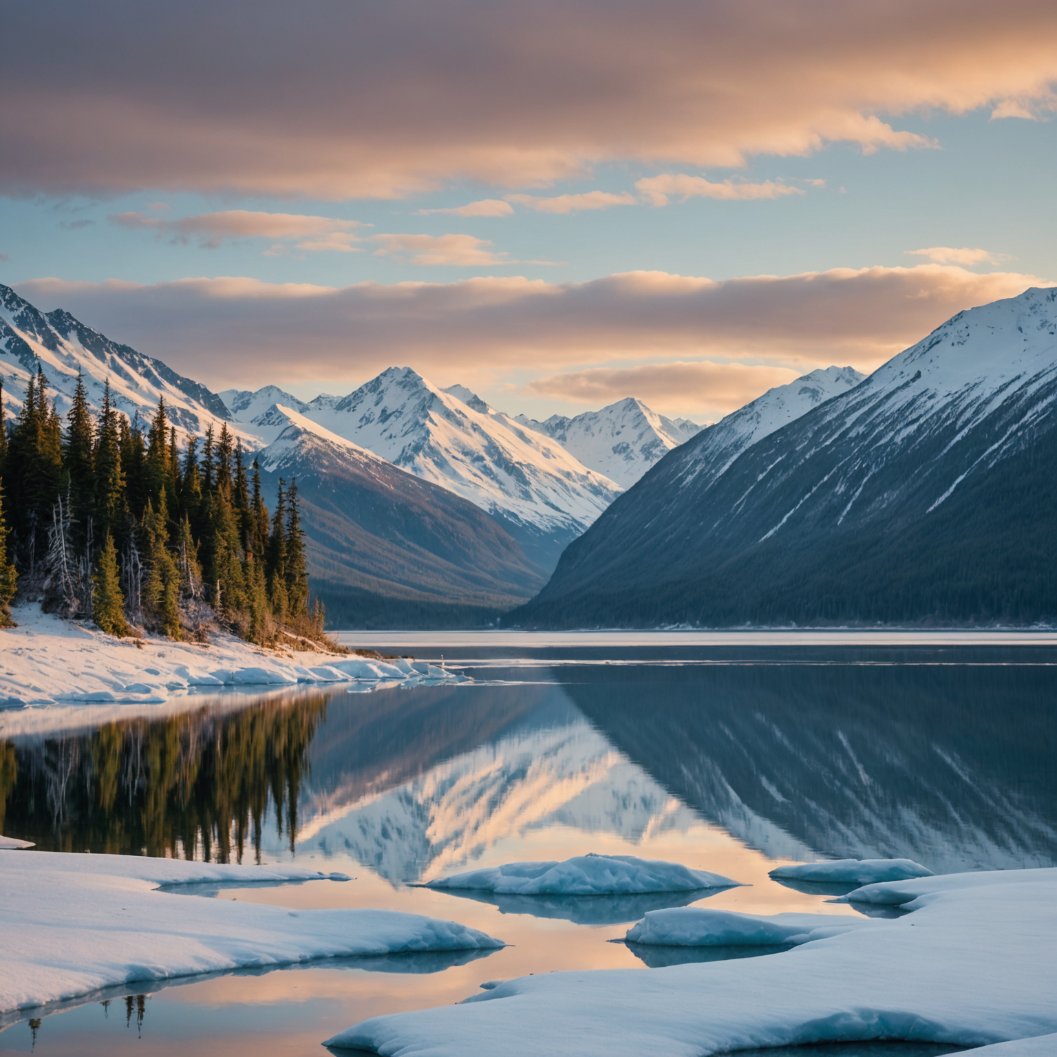 A panoramic view of Kachemak Bay with kayakers in the foreground and mountains in the distance.