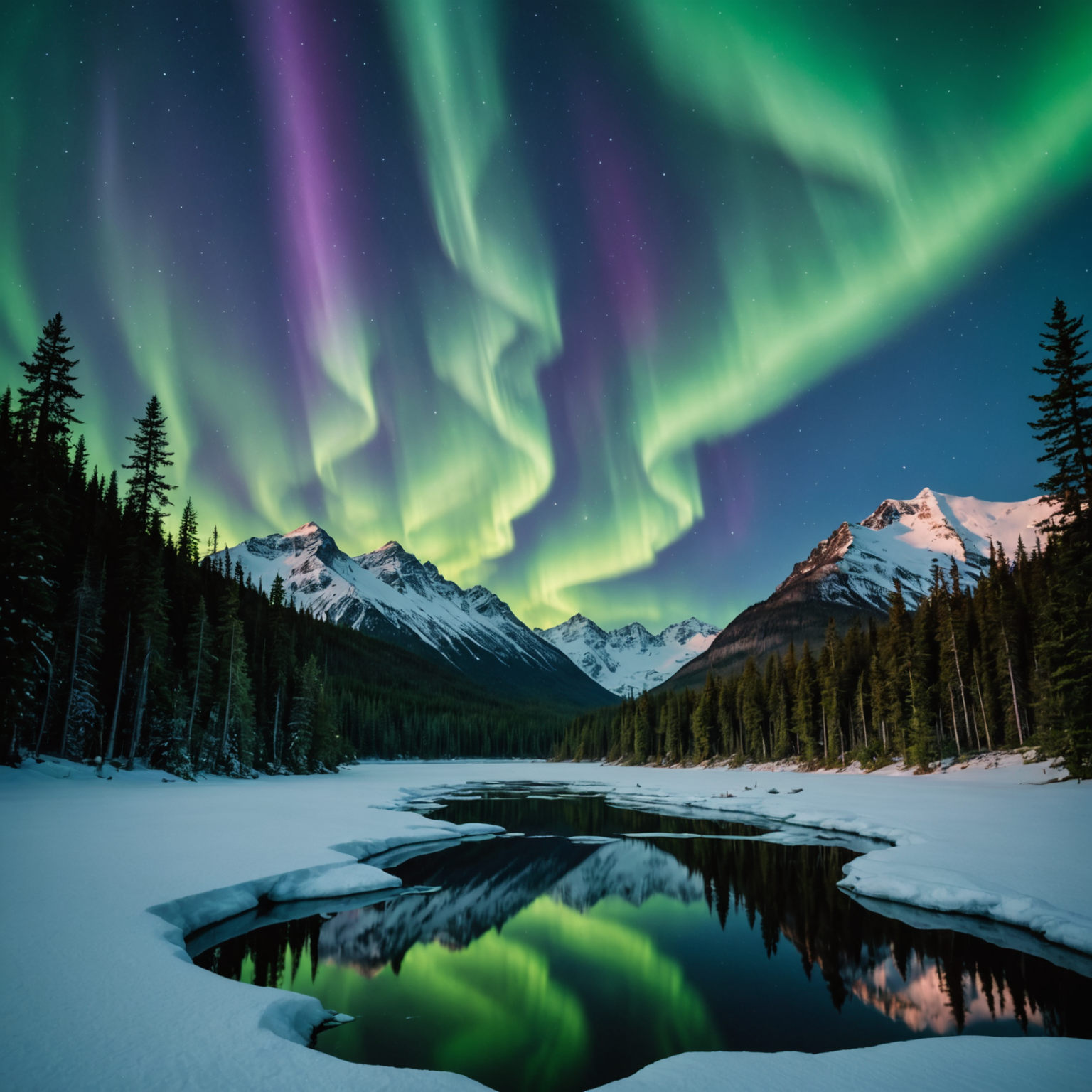 A group of packrafters setting up camp under the Northern Lights in the Alaskan wilderness