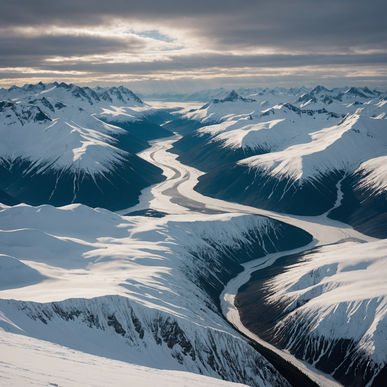 Panoramic view of the Wrangell Mountains with sprawling glaciers