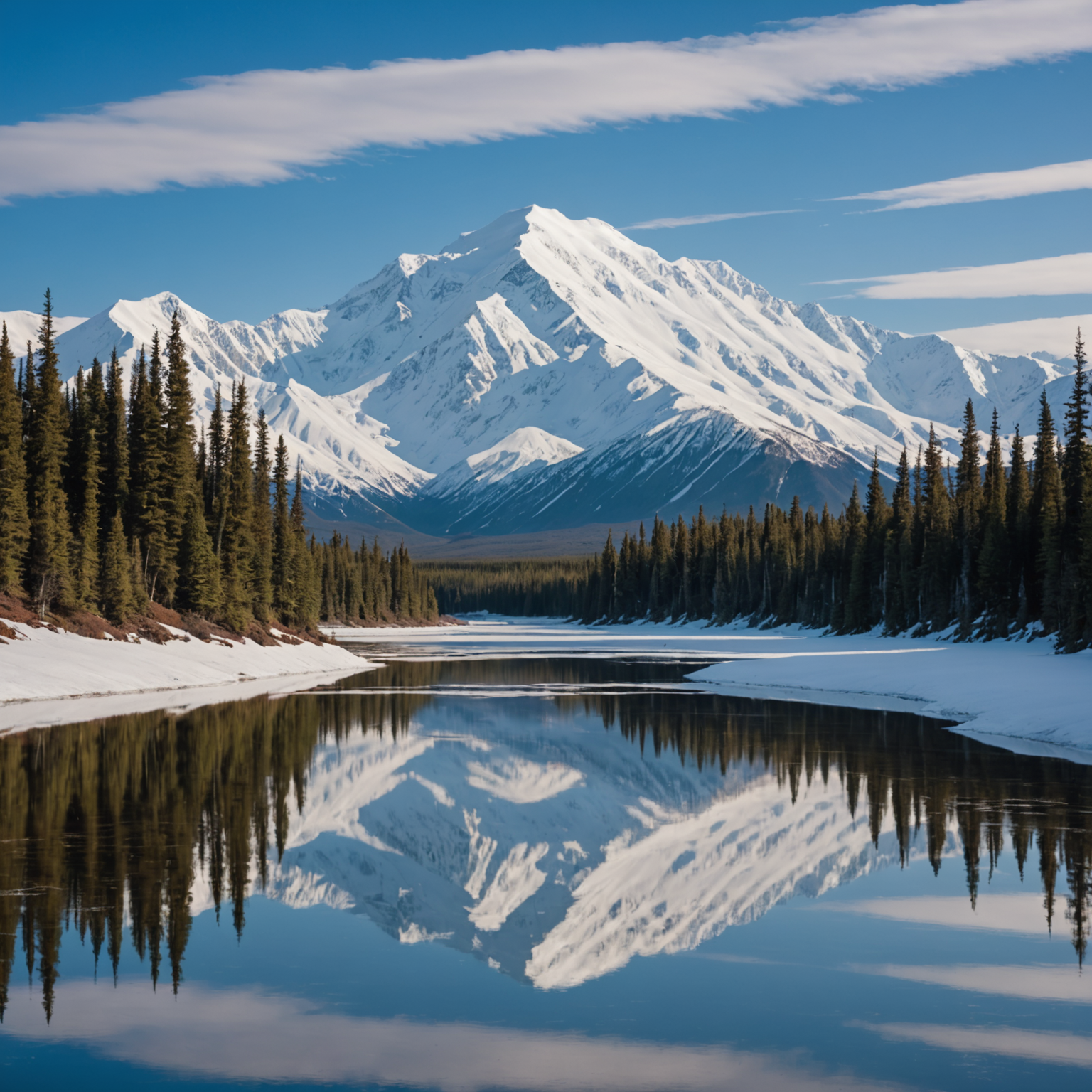 A panoramic view of Denali and the surrounding Alaska Range