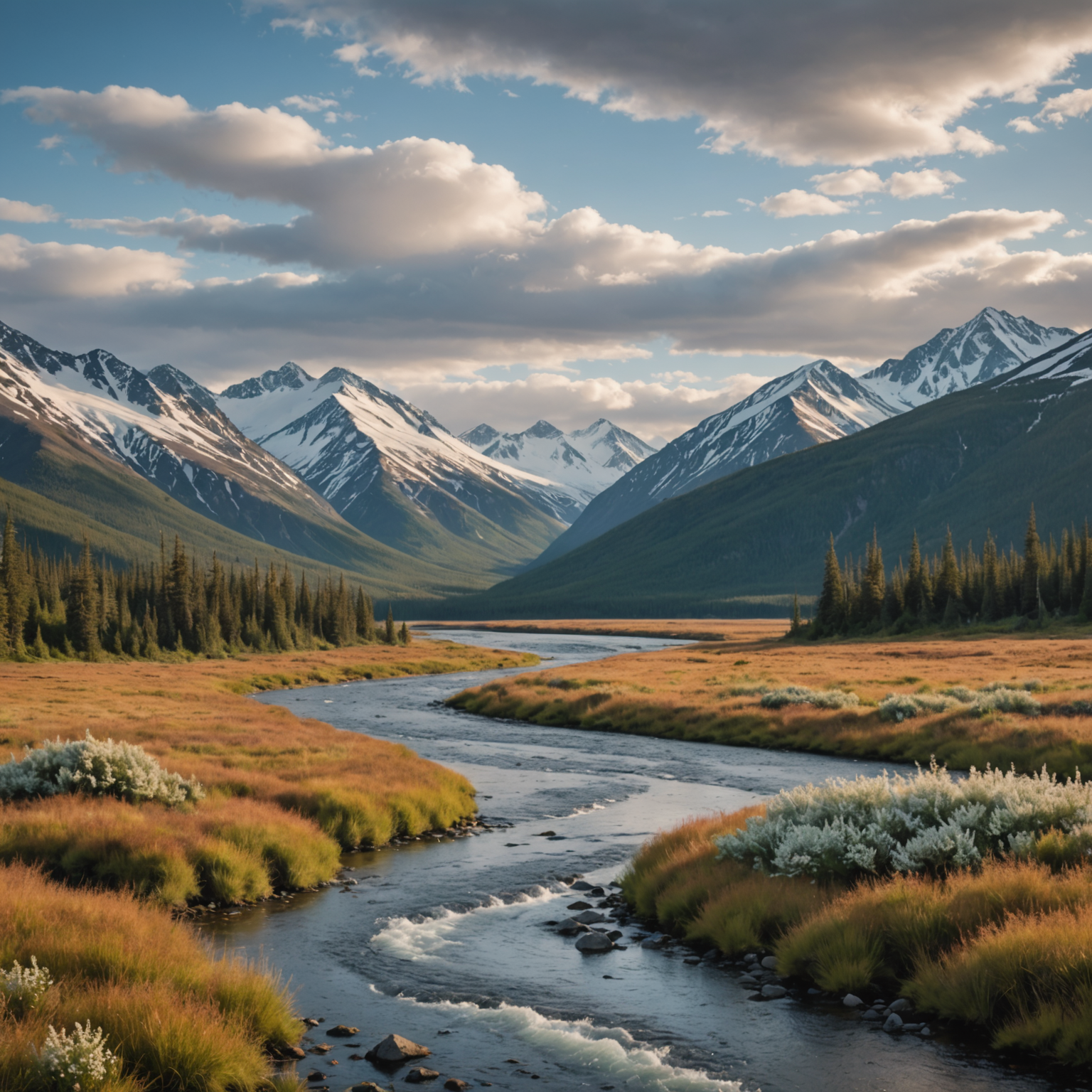 wide view of Alaskan mountains and valley