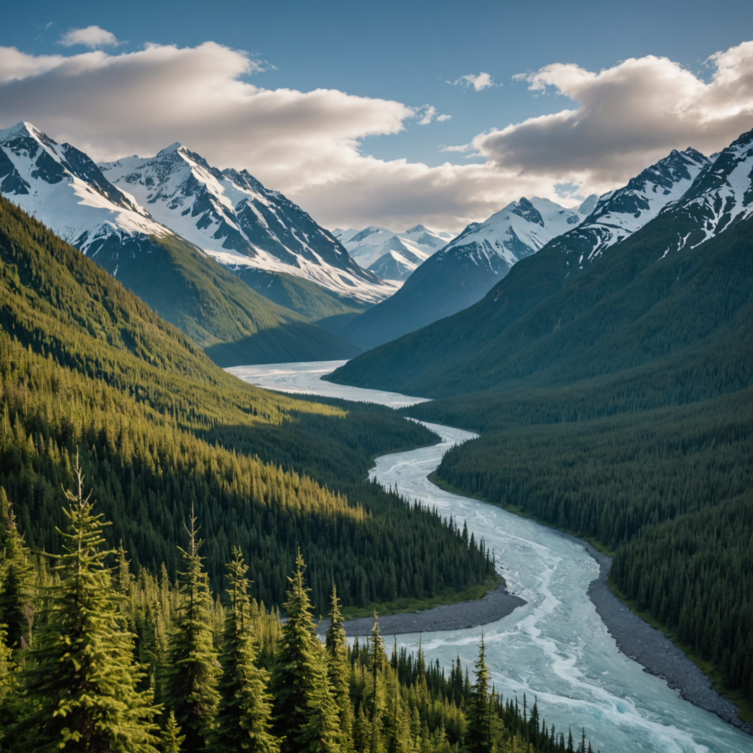 A picturesque view of an Alaskan glacier with a small tour group exploring the icy landscape.
