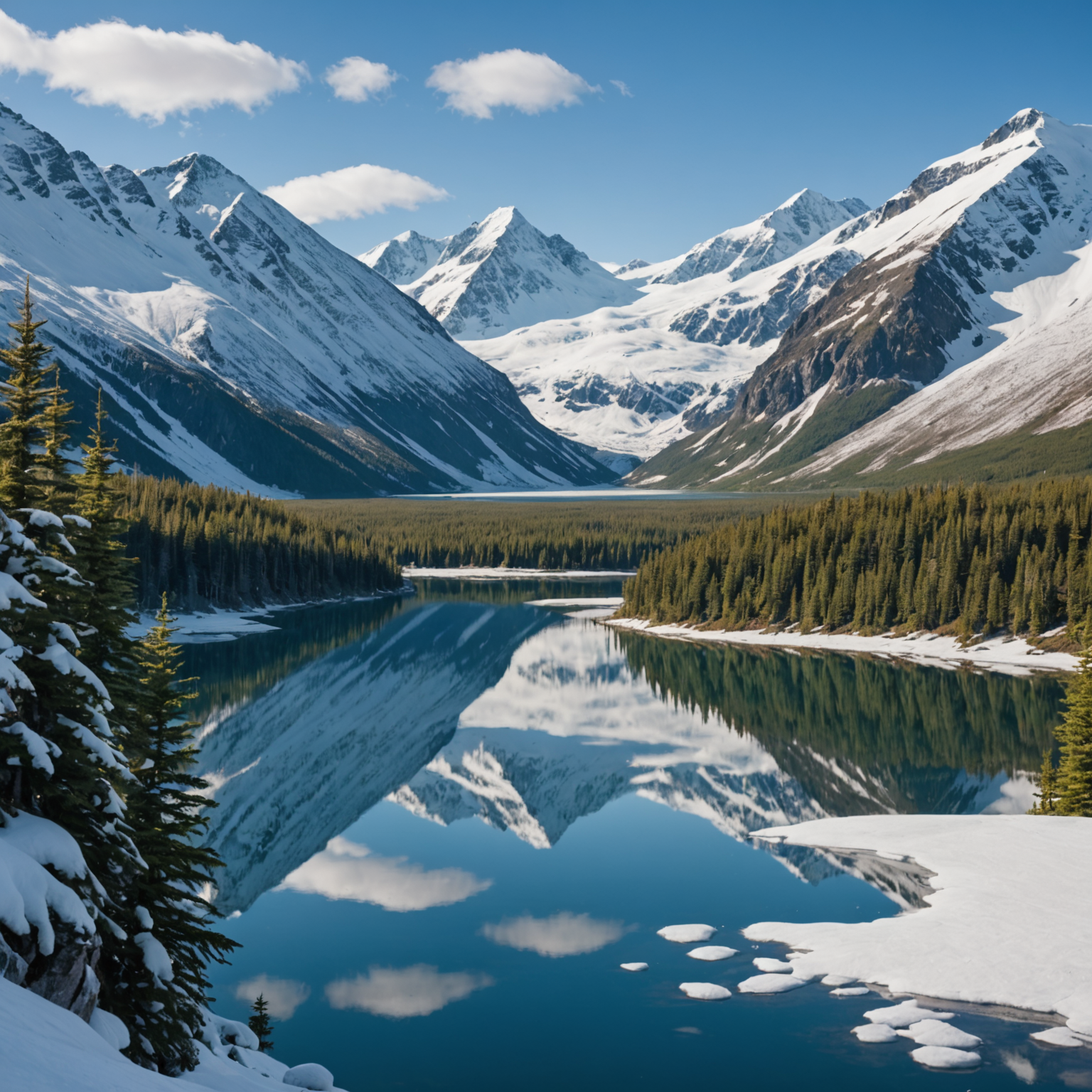 A panoramic view of the Turnagain Arm with the Alaska train in the foreground
