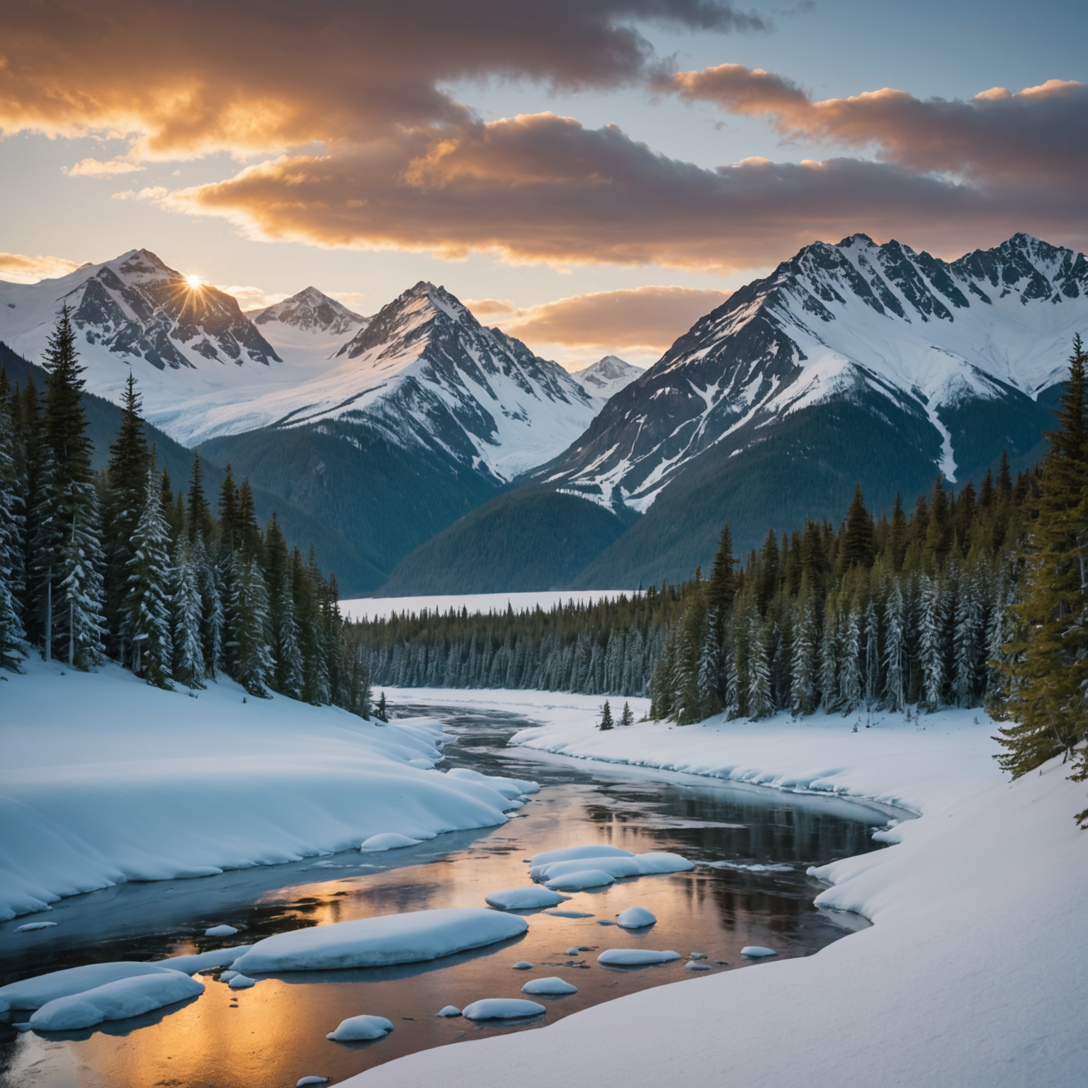 A group of ATV riders on a rugged trail in Alaska, surrounded by forest and mountain views.