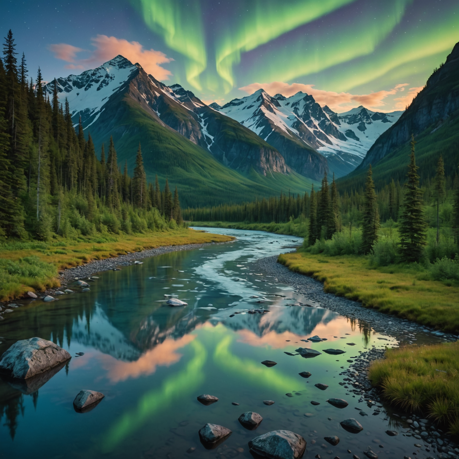 wide view of Alaskan mountains and valley