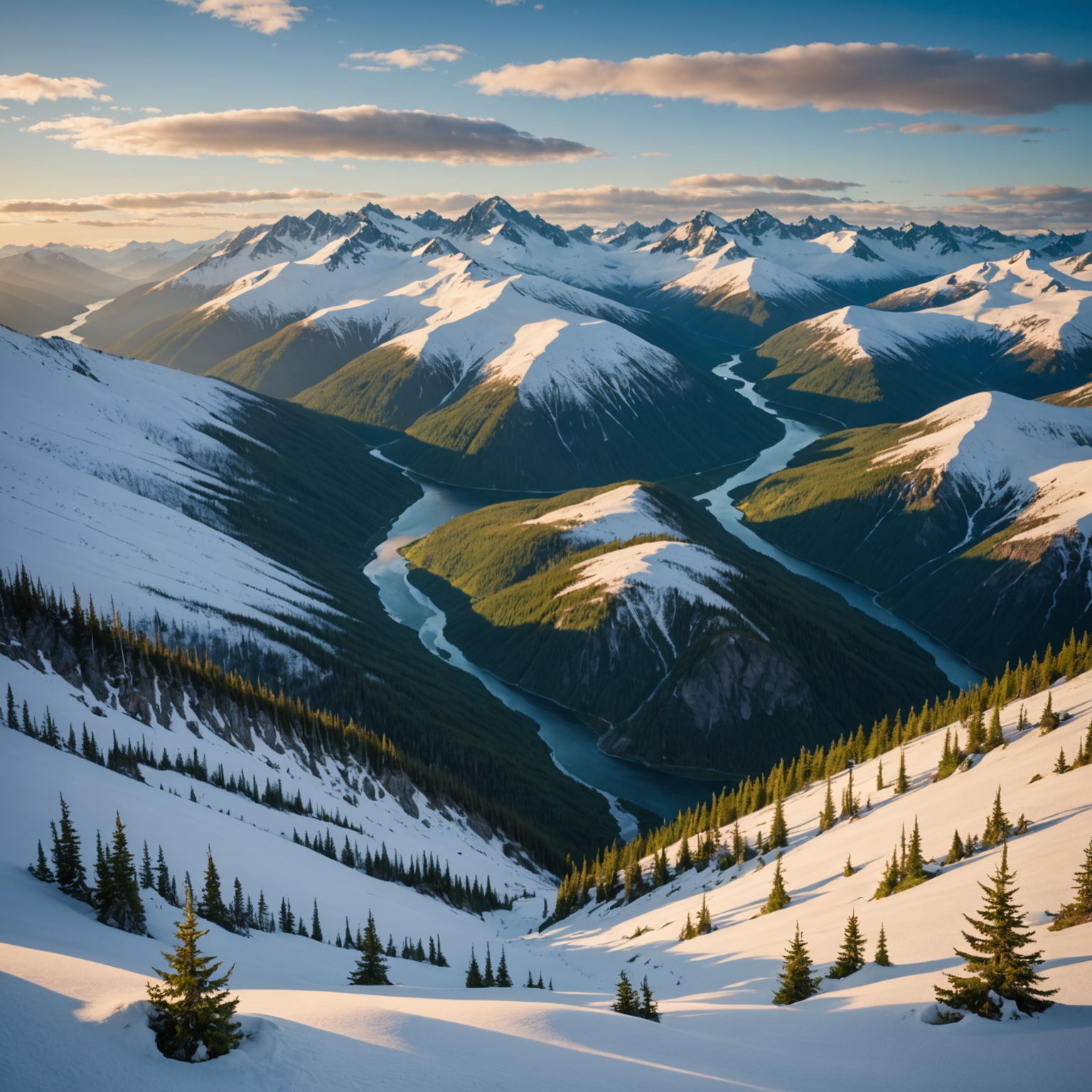 wide view of Alaskan mountains and valley